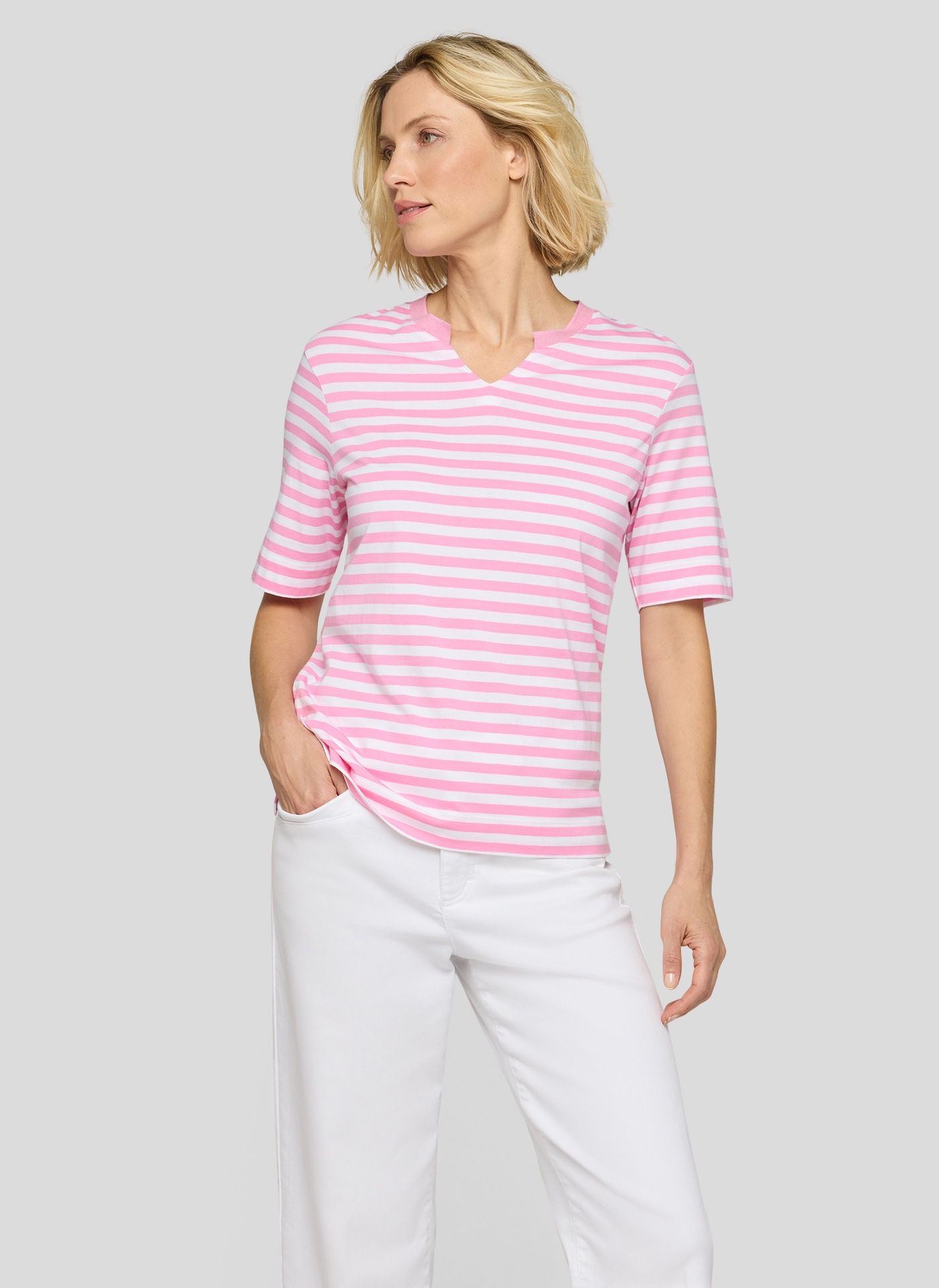 Print-Shirt RABE "T-Shirt", Damen, Gr. 50, rosa, 100%Baumwolle, gerade, Shirts