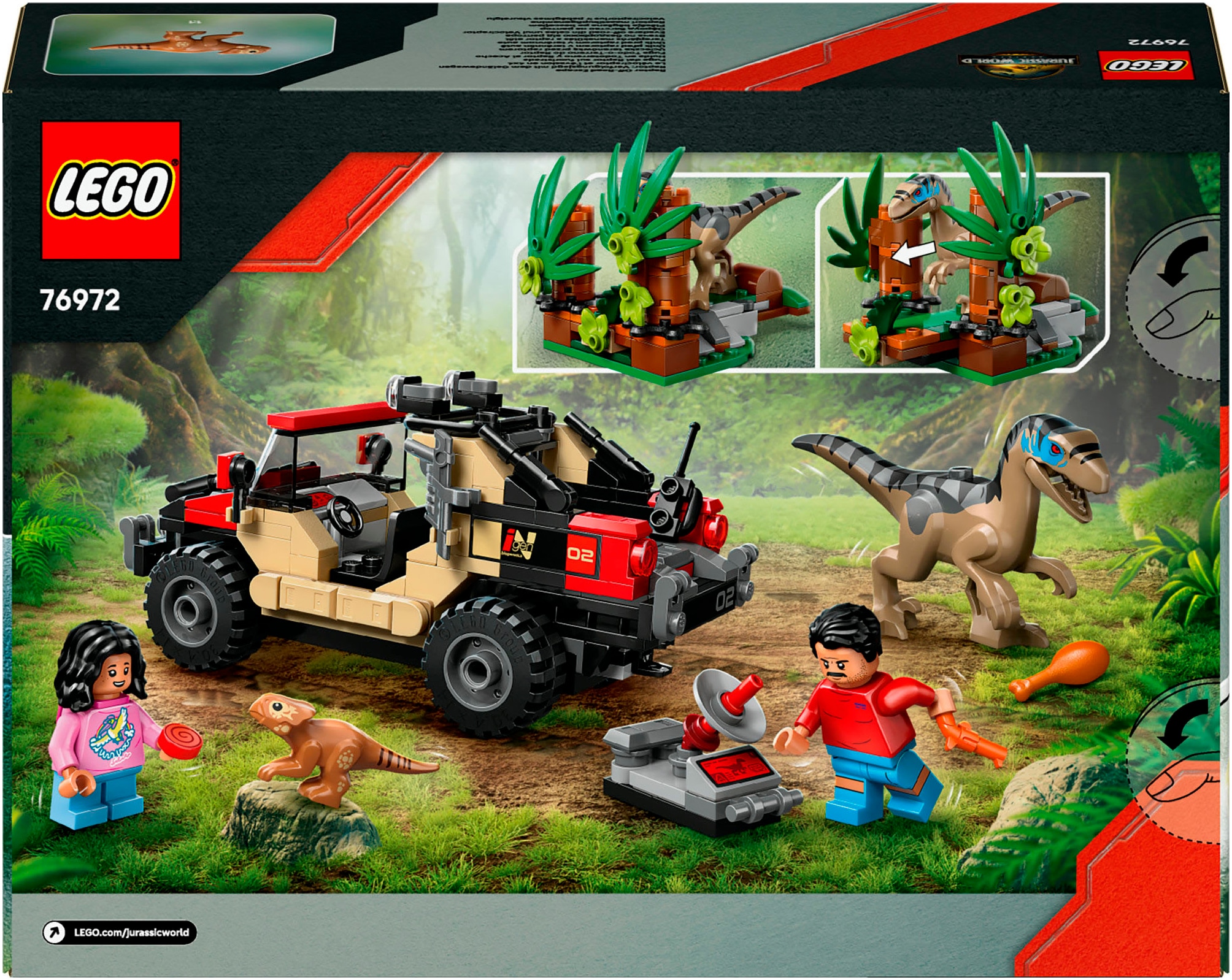 LEGO® Konstruktionsspielsteine »Raptor: Verfolgungsjagd mit dem Geländewagen (76972)«, (285 St.), LEGO Jurassic World; Made in Europe