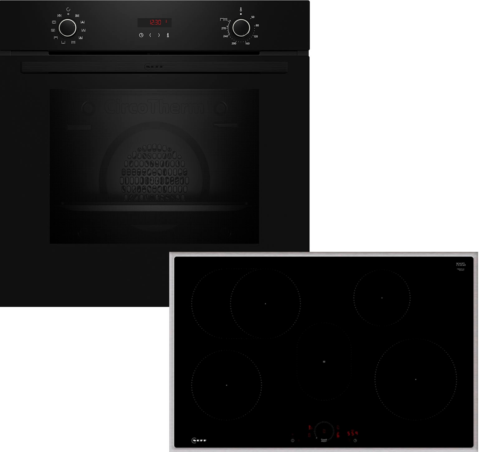 NEFF Backofen-Set "BX48PIB0", schwarz, Herdsets, Intuitive Twist Touch-Steuerung & CircoTherm-Heißluf