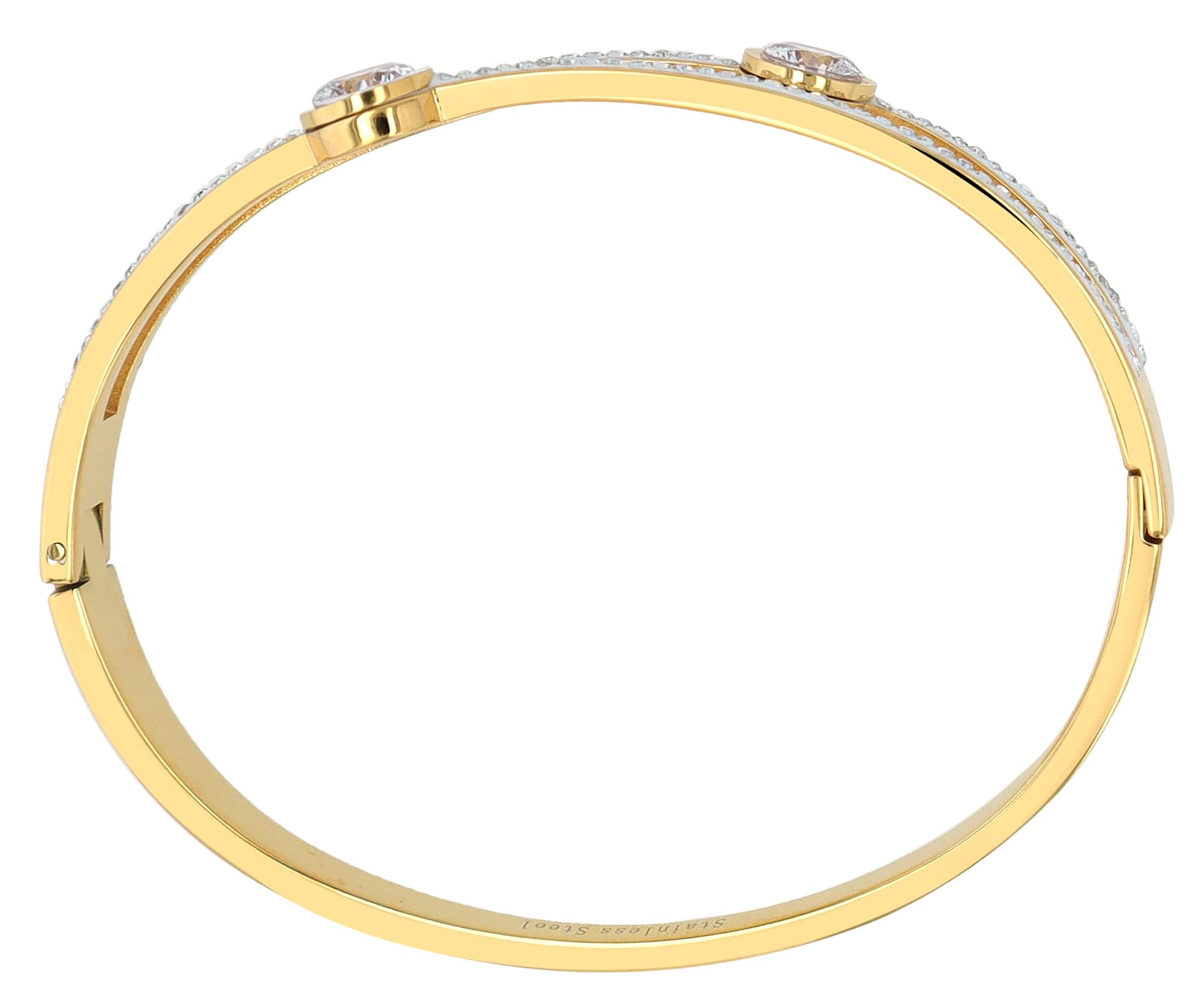 ADELIA ́S Damen Armreif "Armband – Armreif aus Edelstahl mit Strass Steinchen Ø 6,0 cm cm", 6cm, Edelstahlgold, Edelstahl, Armbänder, Zum Verschenken