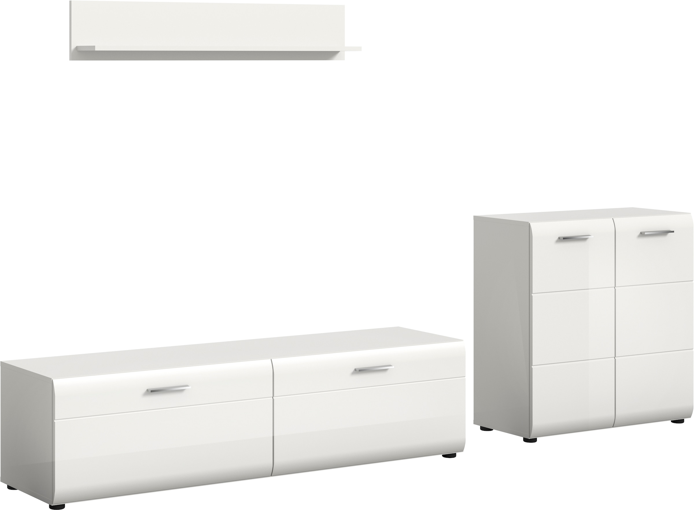 INOSIGN Wohnwand »FLORENZ, 3-teilige Wohn-Kombination, hochwertige MDF-Front« Set, Set, best. aus: 1 Kommode, 1 Lowboard, 1 Wandboard, 3 Stk. tlg.