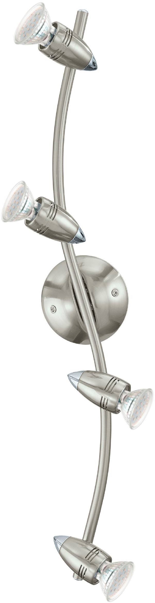 EGLO Deckenleuchte »Magnum-LED Deckenlampe, Deckenstrahler, Wohnzimmerlampe, Metall, GU10« GU10 1 Stk. Warmweiß Spot - L64,5 x B10,5 cm - nickel-matt, chrom - 4X2,8W inkl.