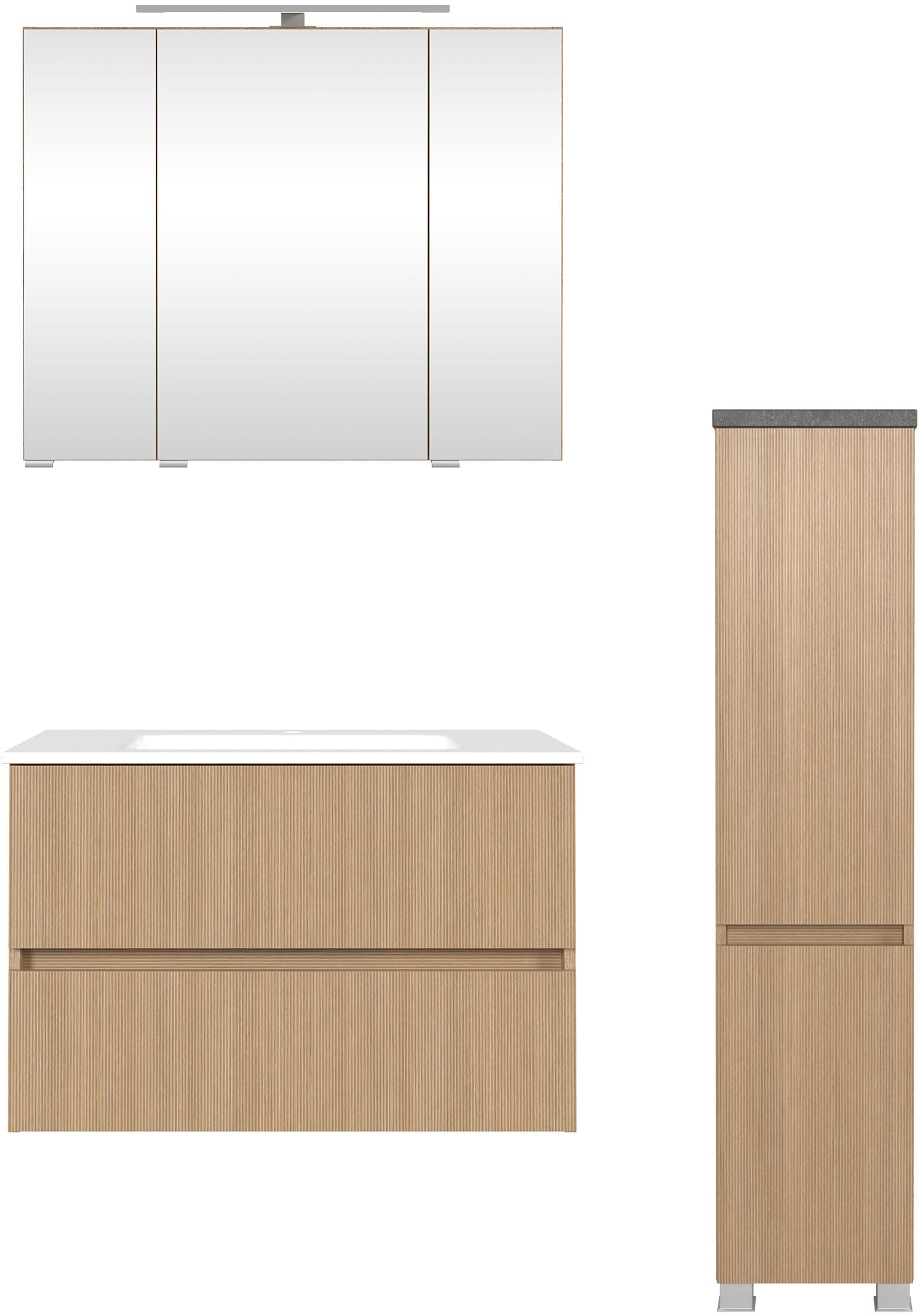 welltime Badmöbel-Set "EIXO, Set aus Spiegelschrank, Waschtisch und Midisch günstig online kaufen