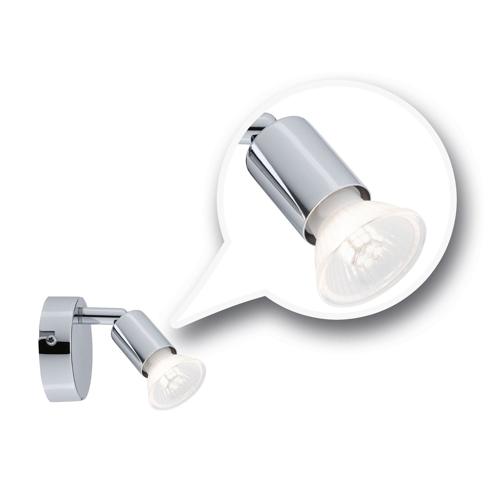 Paulmann Wandleuchte »Carolina«, 1 flammig, Leuchtmittel GU10 | ohne Leuchtmittel, Spotlight IP44 max. 1x10W Chrom 230V Metall, GU 10