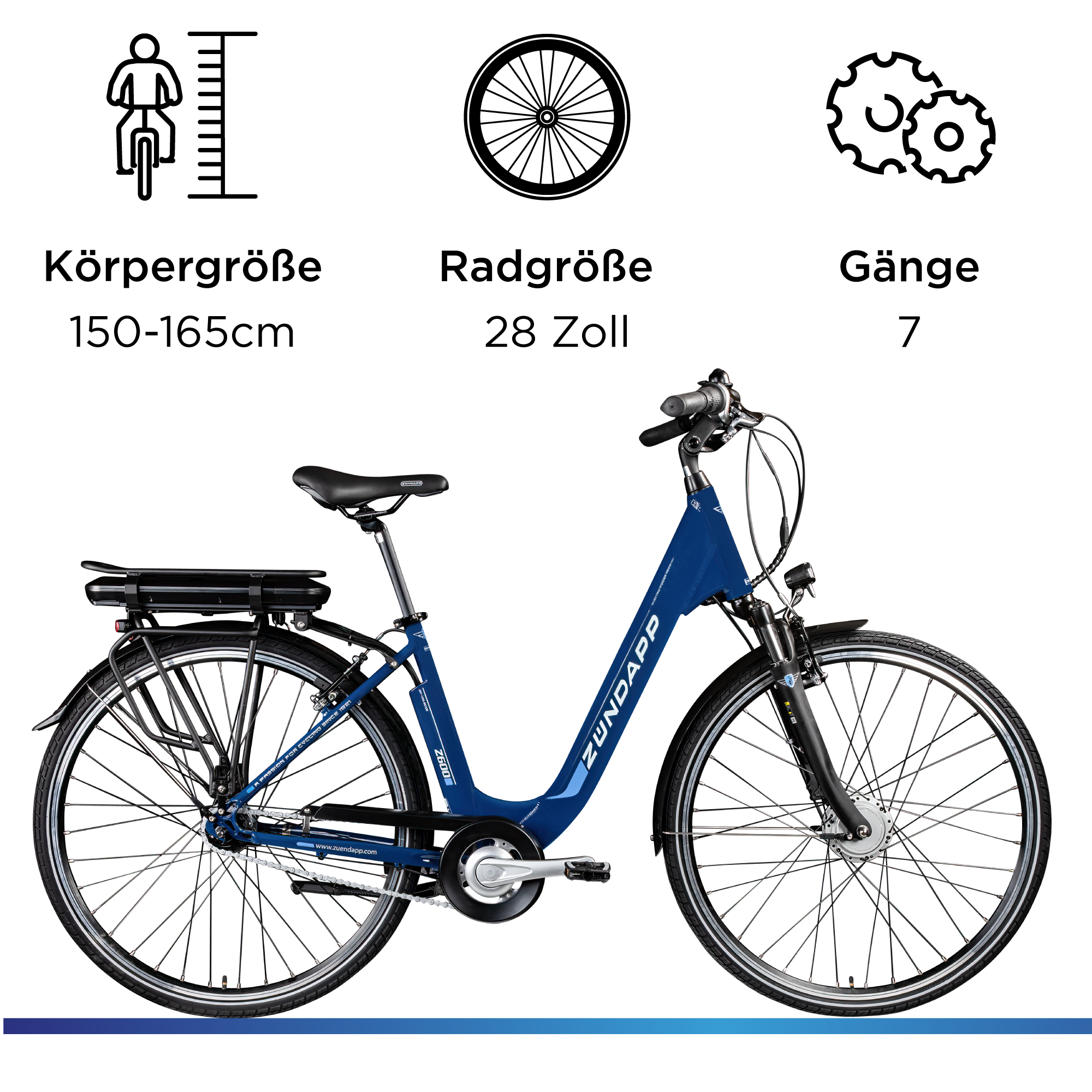 Zündapp »Z600« 7 Gang Nabenschaltung Frontmotor 250 W City E Bike Damen 28 Zoll Elektrofahrrad 7 Gang 150-165cm Damenfahrrad