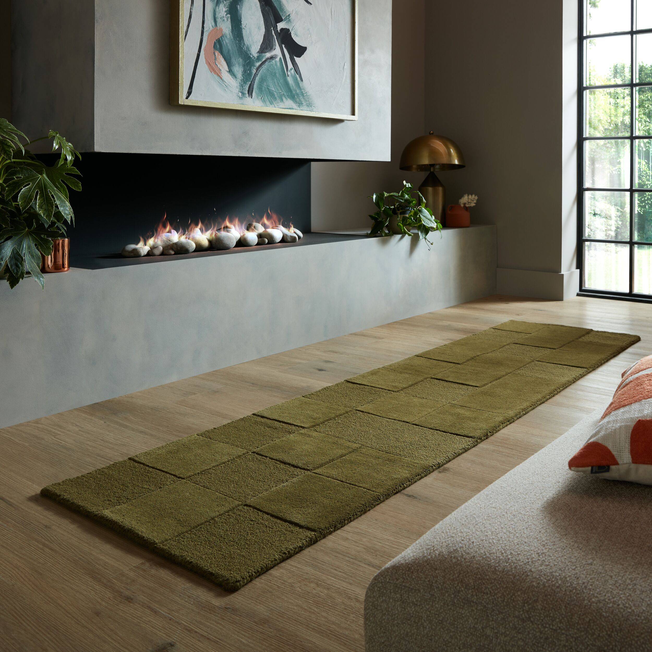 FLAIR RUGS Wollteppich "CHECKERBOARD" rechteckig 10 mm Höhe Hoch-Tief-Effekt, Wohnzimmer, Schlafzimmer, 100 % Wollflor