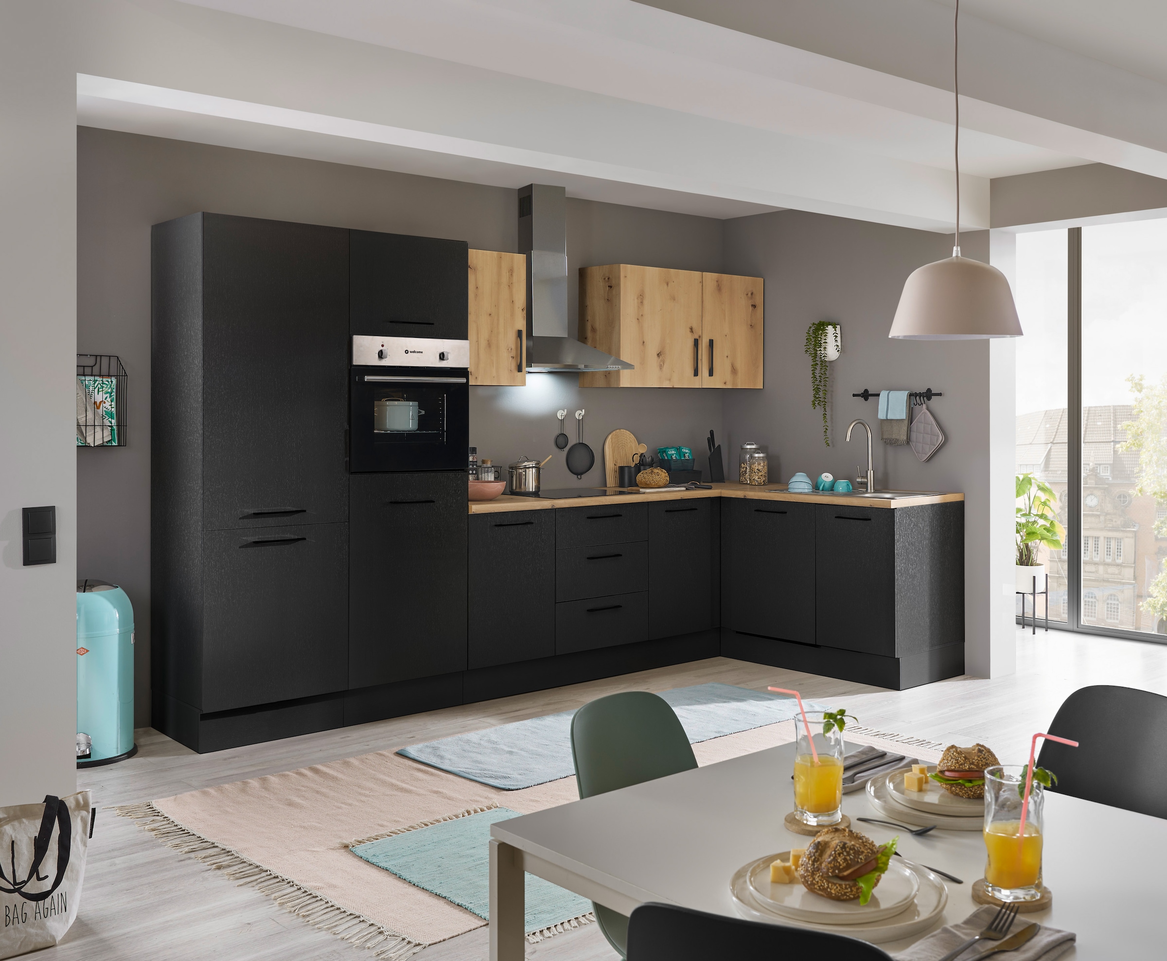 BASIC by Balculina Winkelküche »Turin«, Stellbreite 340x175 cm, wahlweise mit E-Geräten
