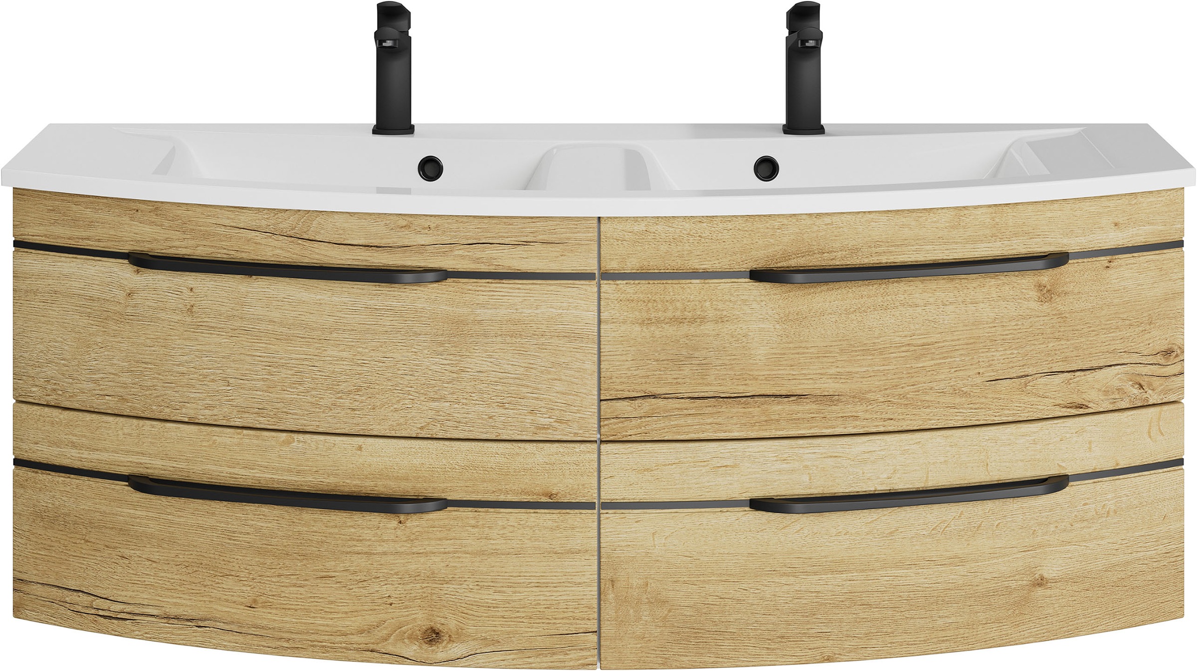 Saphir Waschtisch »Serie 7045 Mineralmarmor-Waschtisch und Unterschrank, 131 cm breit«, Waschplatz mit 4 Schubladen, Badmöbel Set mit Waschtisch