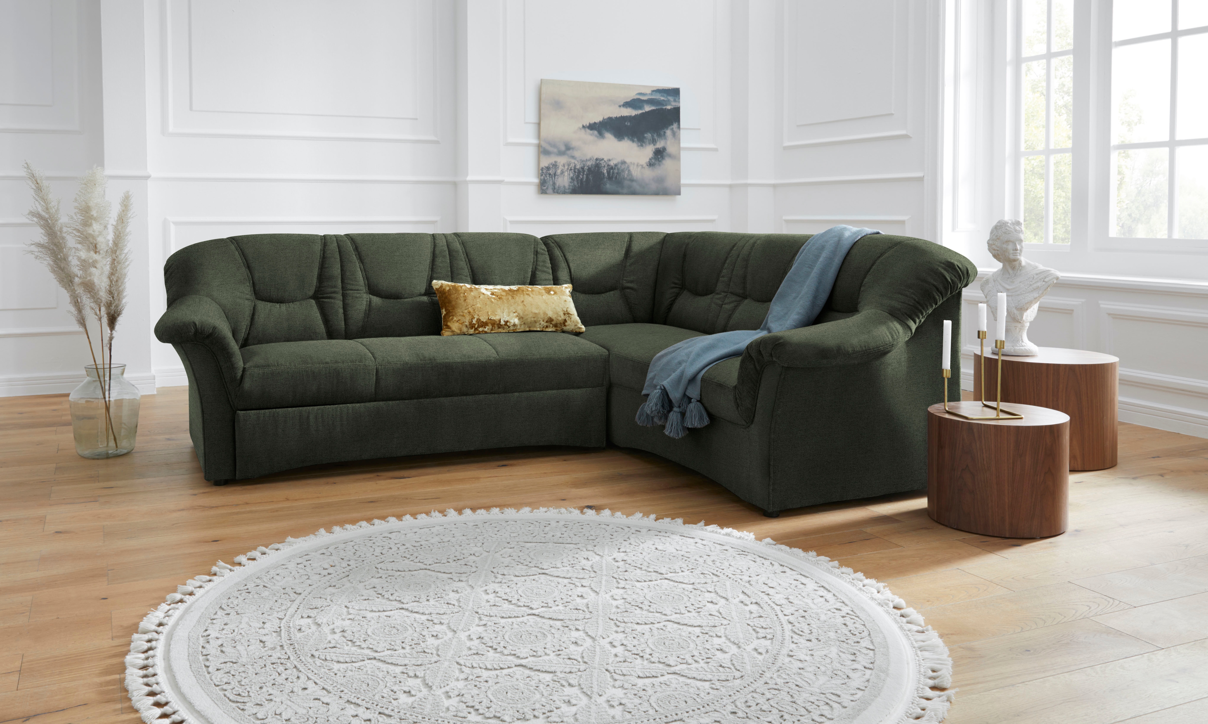 DOMO collection 1100000002199 "SARAFINA 240x190 cm, auch mit Federkern für mehr Sitzkomfort" whlw. mit Bettfunktion, elegantes Design, L-Form