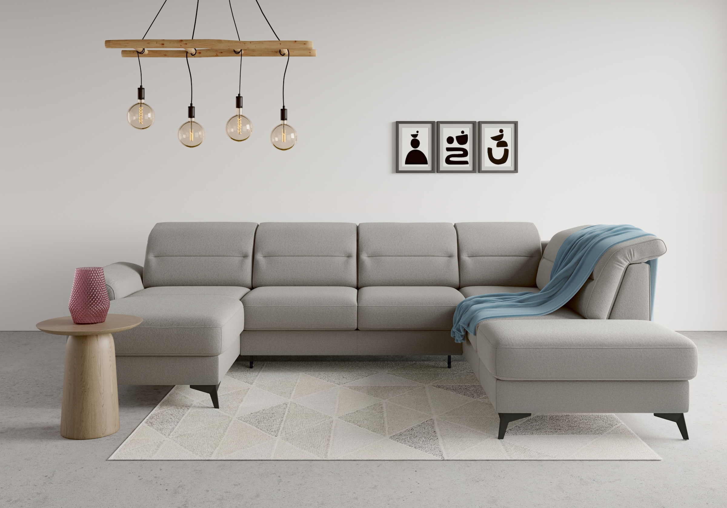 sit&more Wohnlandschaft "Sinatra U-Form" optional mit Kopfteilverstellung und Armteilfunktion, Metallfüße
