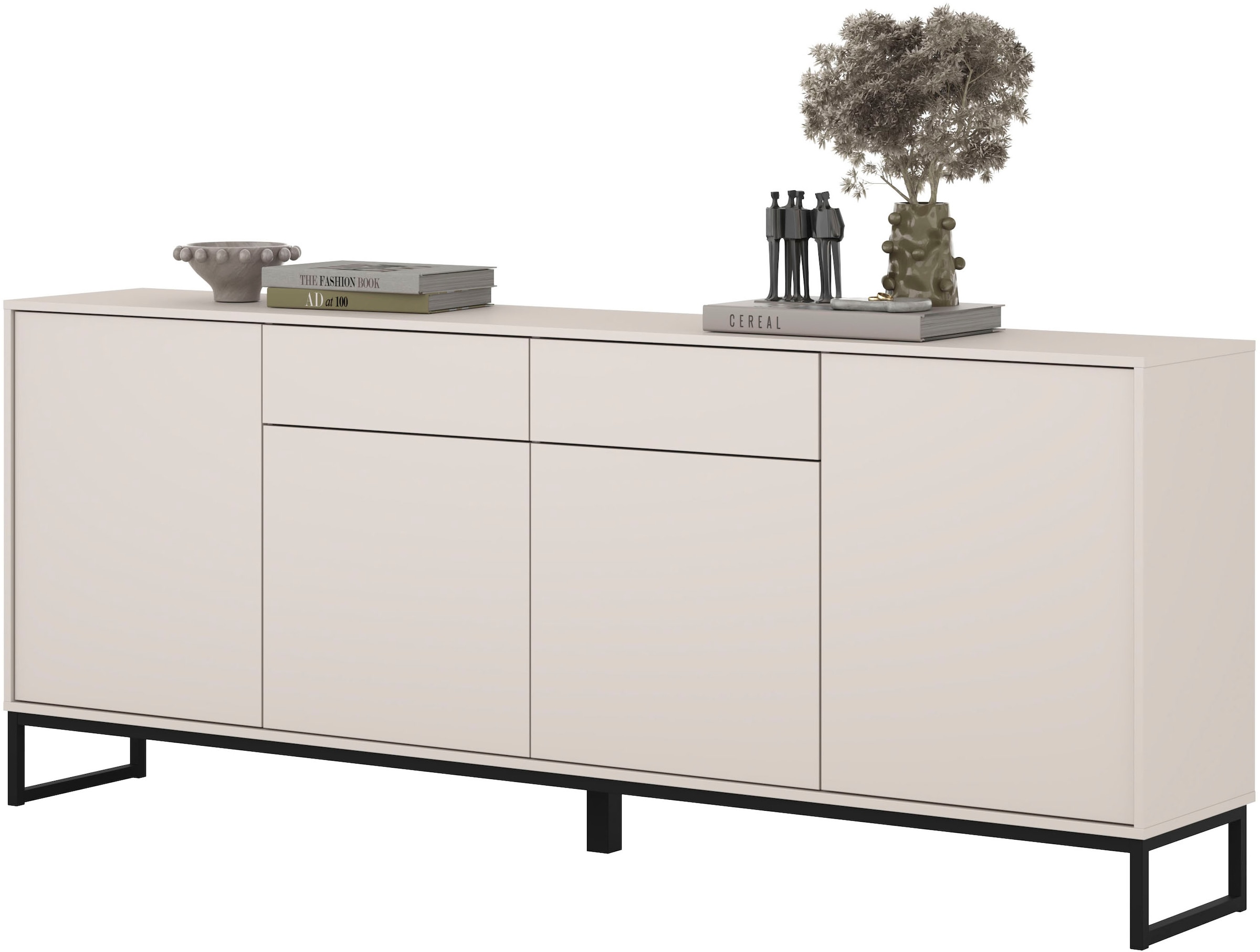 OTTO home Sideboard »Olbia, Breite 208,5 cm, grifflose Kommode 4 Türen/2 Schubkästen.« Schubladenkommode mit viel Stauraum, Einlegeböden verstellbar