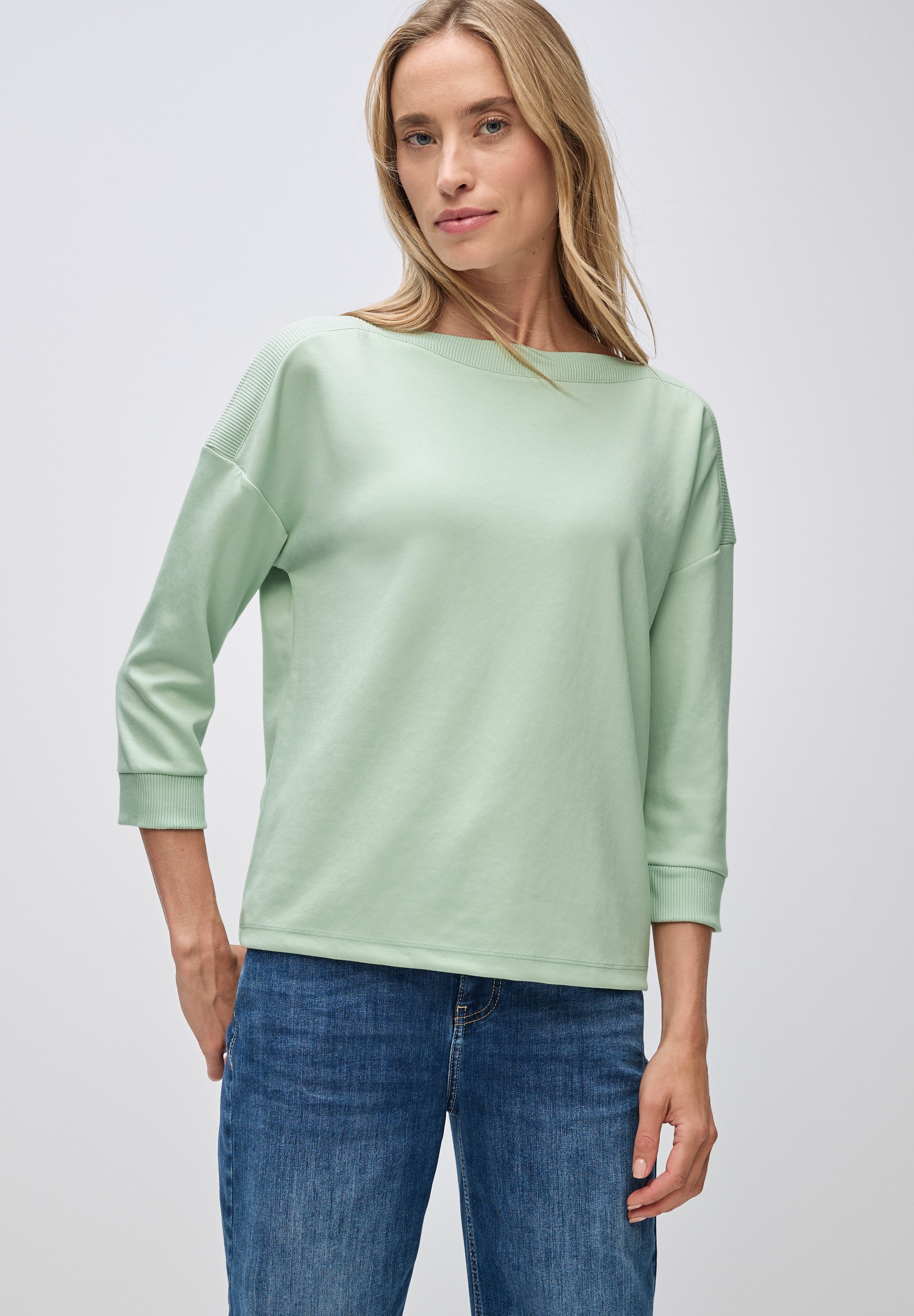 STREET ONE 3/4-Arm-Shirt Strick-Shirt mit U-Boot-Ausschnitt günstig online kaufen