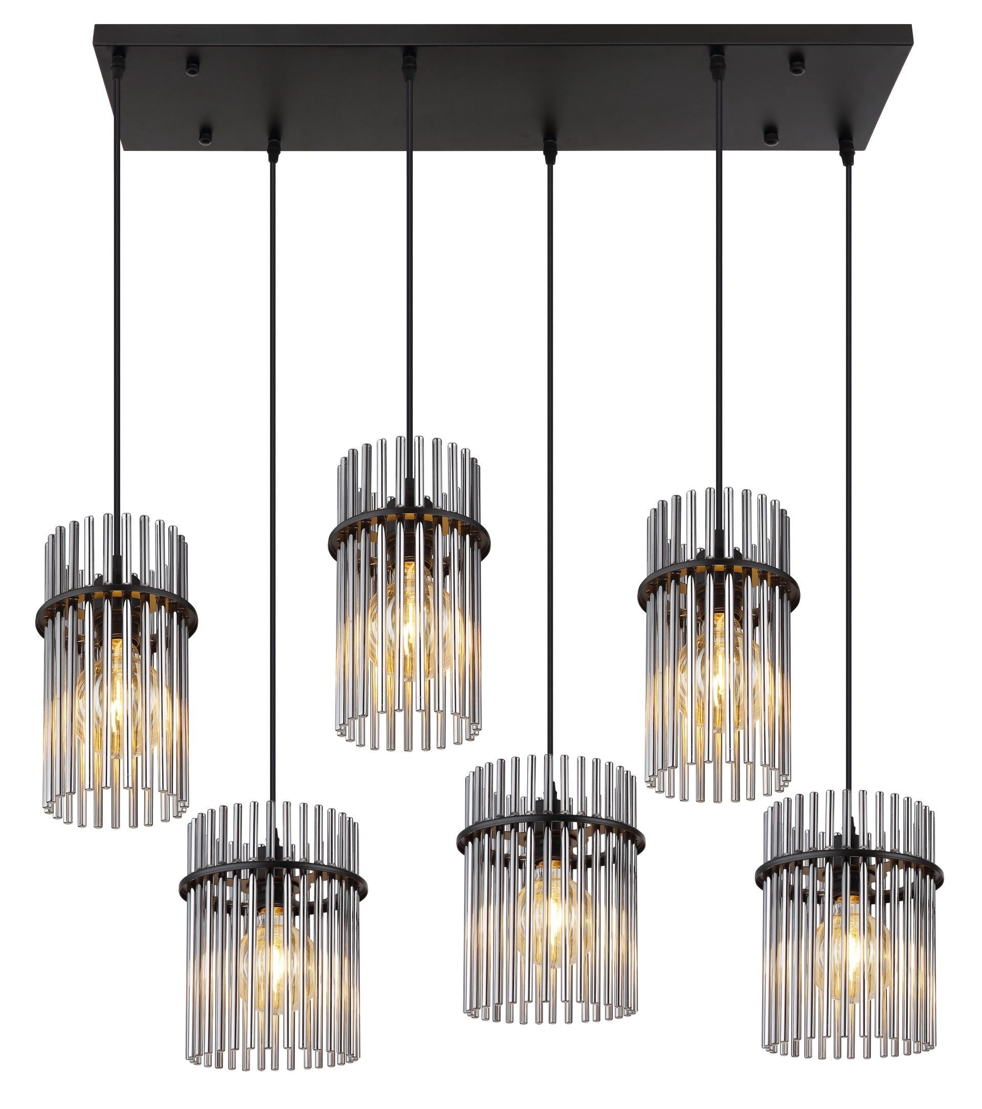 GLOBO LIGHTING Pendelleuchte »GORLEY«, 6 flammig, Leuchtmittel E27 | ohne Leuchtmittel, Design Glasstäbe, Deckenlampe, Wohnzimmer, Esszimmer, Hängelampe