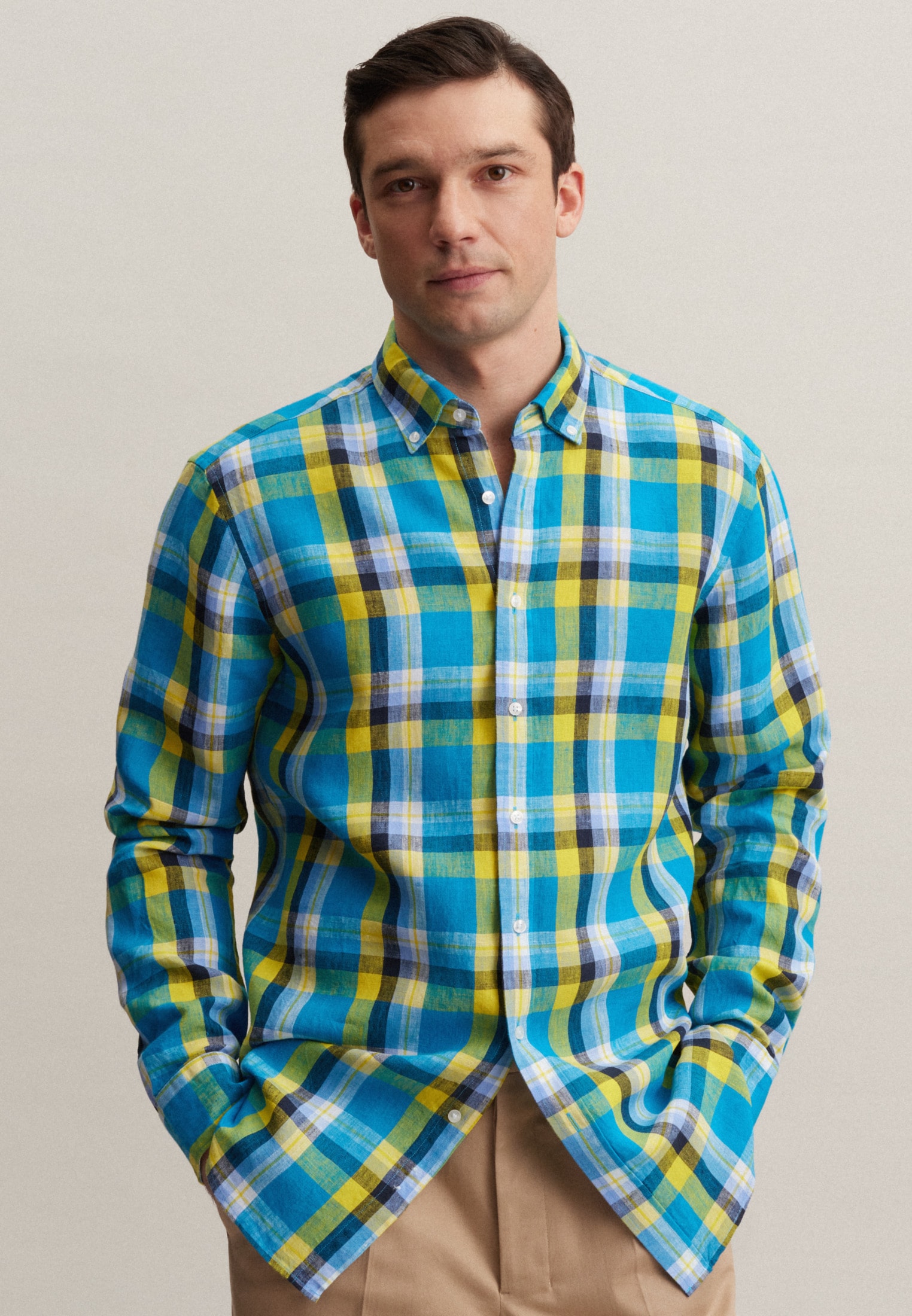 seidensticker Businesshemd "Regular" Regular 1/1 Button-Down-Kragen Karo günstig online kaufen