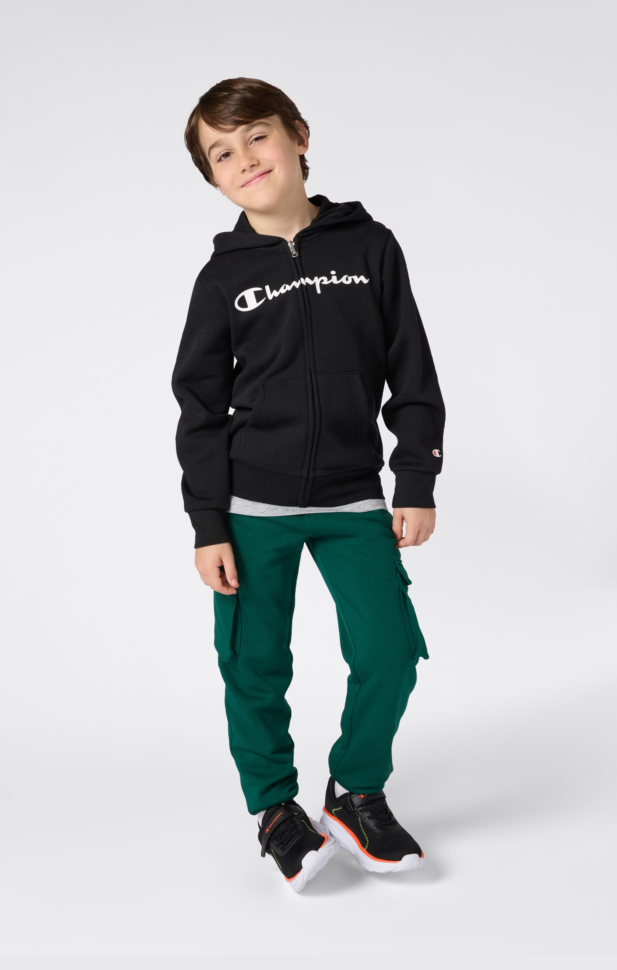 Thumbnail - Champion Kapuzensweatjacke "BASICS Fleece Full Zip Sweatshirt" mit Kapuze und Kordelzug, aus Baumwolle und Polyester, fü...