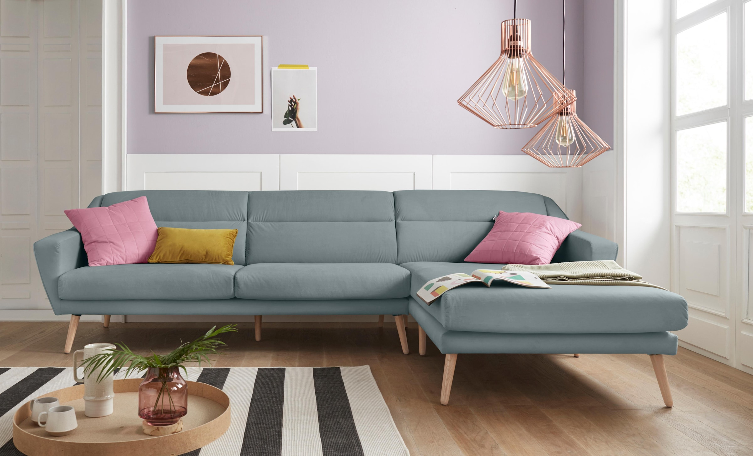 OTTO home Ecksofa "Bille L-Form" mit Naht im Rückenkissen und Beinen aus Ei günstig online kaufen