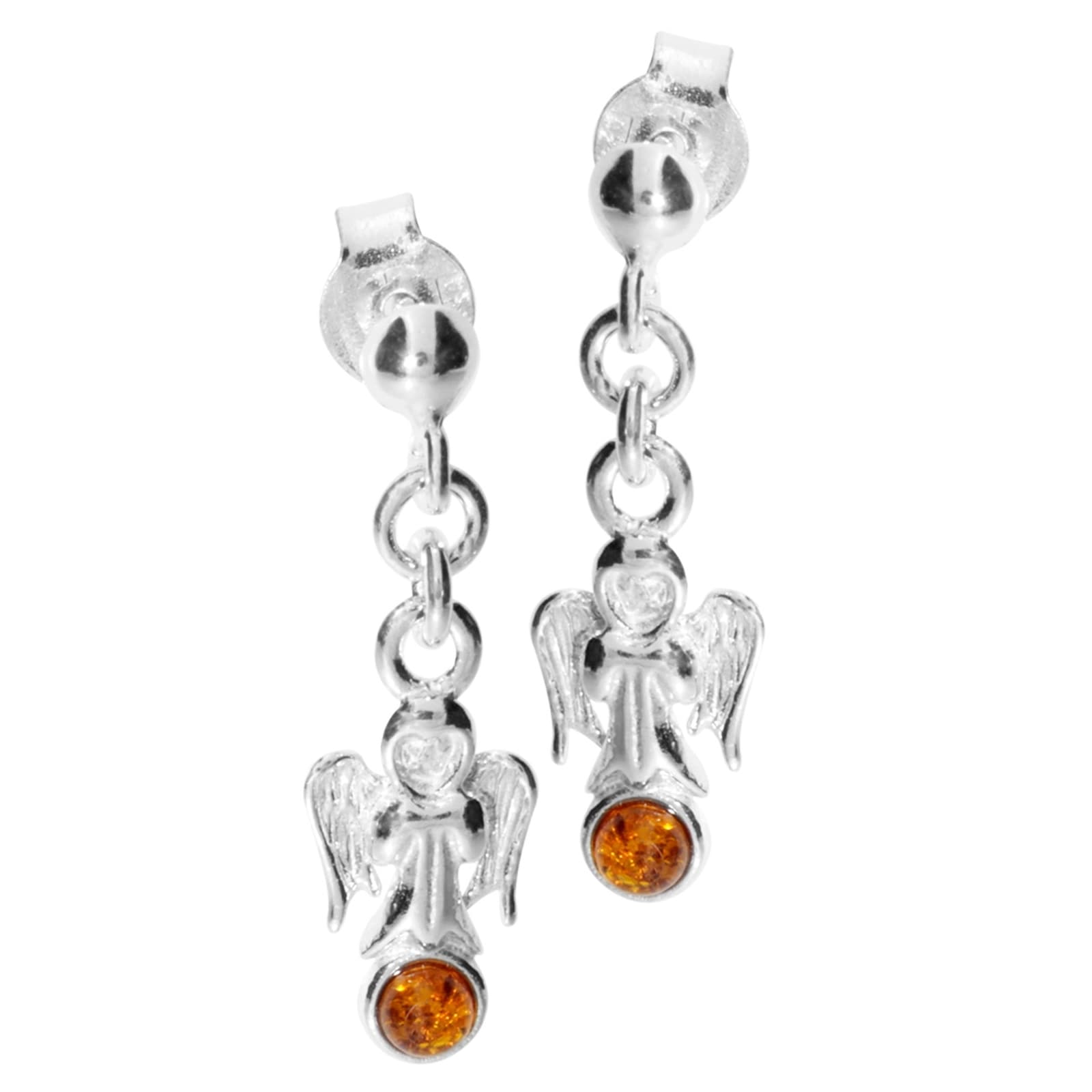 Paar Ohrhänger OSTSEE-SCHMUCK "- Engel - Silber 925/000 - Bernstein" Gr. 25, silber (silber 925, silberfarben, weiß), Ohrringe, Damen, Silber 925 (Sterlingsilber)