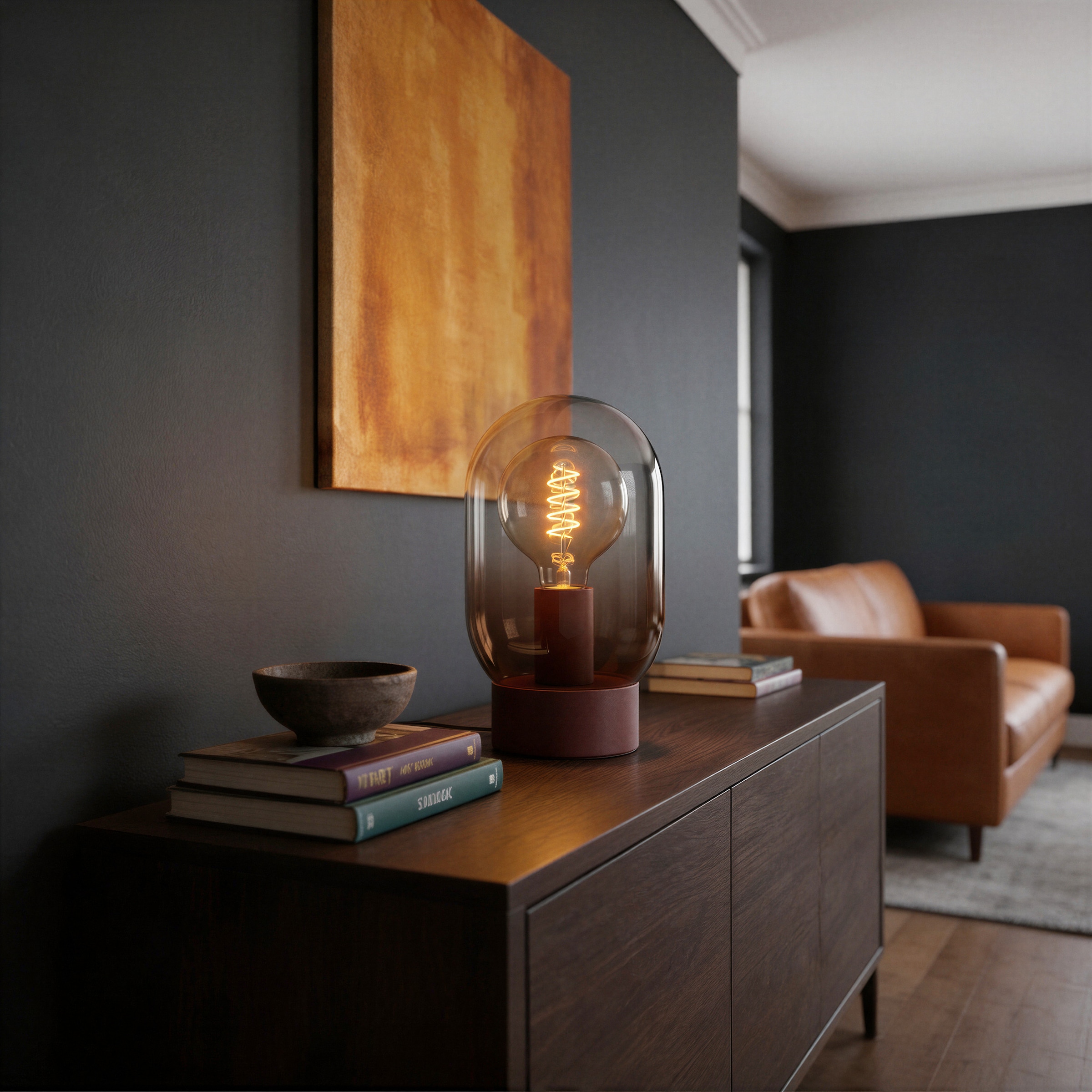 EGLO LED Tischleuchte »LEQUILE« E27 1 Stk. Tischleuchte, Lampe, Schlafzimmer, orange  H:25,7 Ø 15 cm