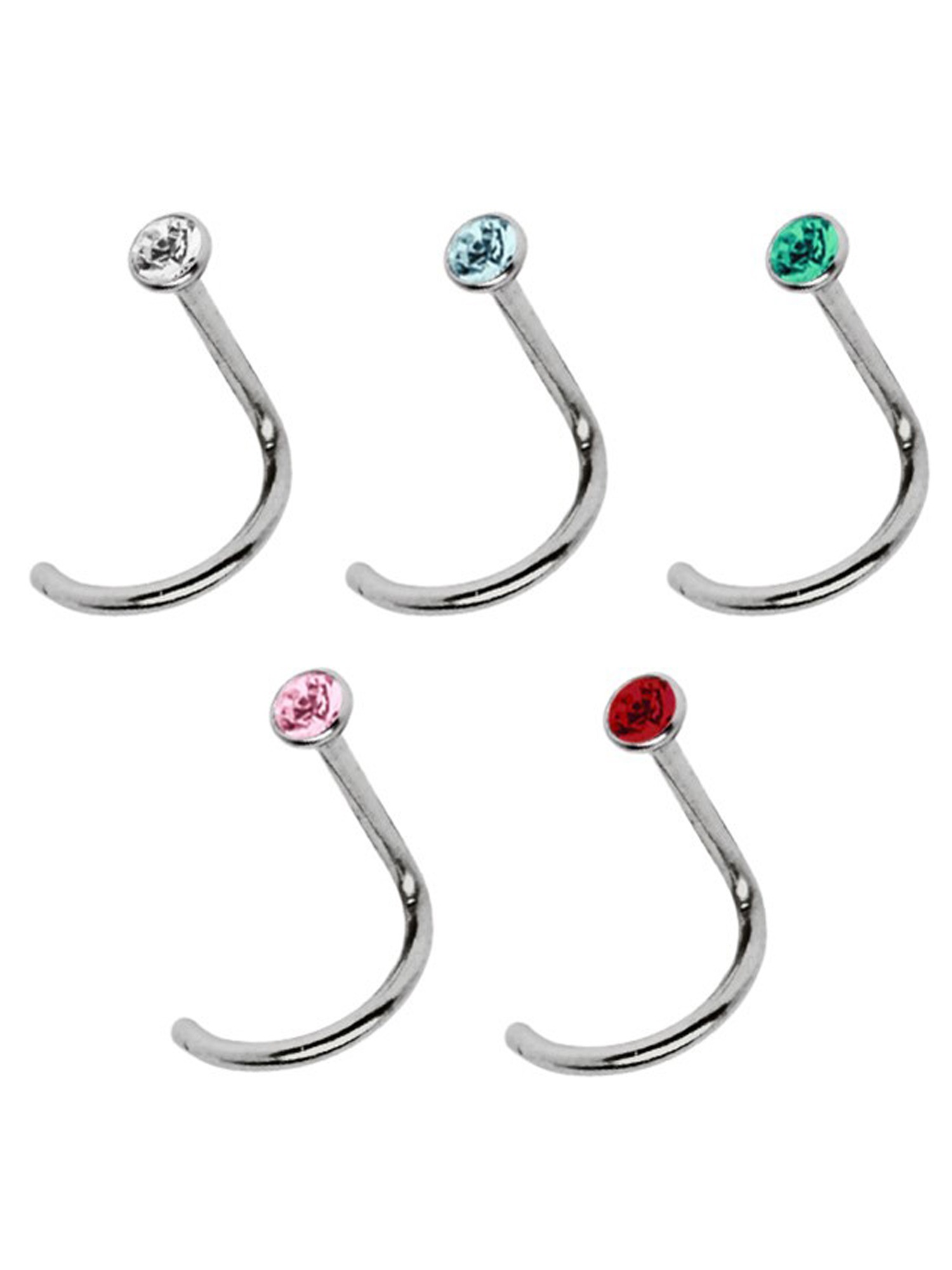 Adelia´s Nasenpiercing »Piercing Nasenpiercing«, Titan Nasen Piercing Set 5 bunte Nasenstecker