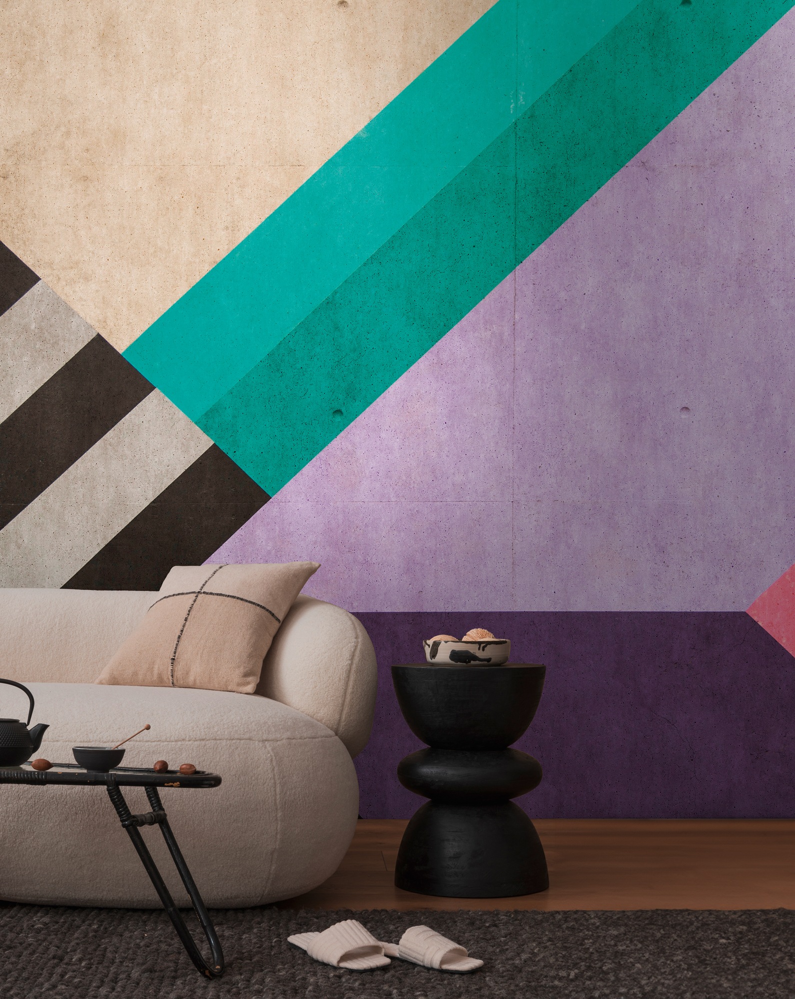 living walls Fototapete "THE WALL III Grafik-Tapete Motivtapete Formen 3D" matt glatt Vliestapete Abstrakt für Schlafzimmer Küche Wohnzimmer Grafisch Design