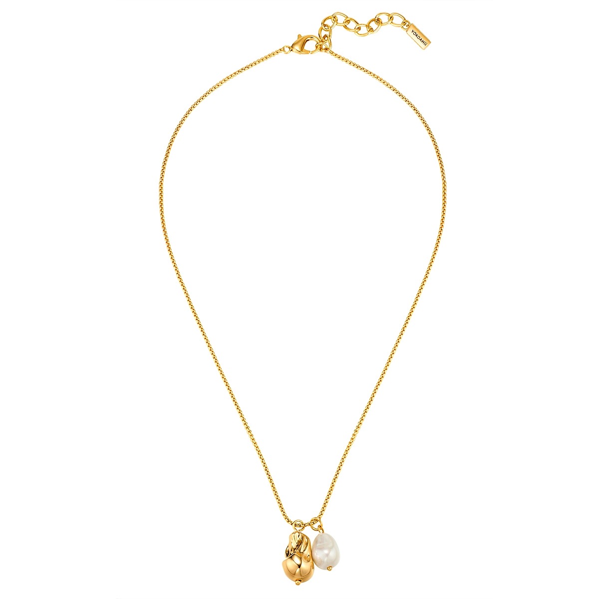 Kette mit Anhänger YOKOAMII "Y109", gelbgold, Halsketten, Damen, 46,5cm Basiskette + 5,0cm Verlängerung, mit Perle 2
