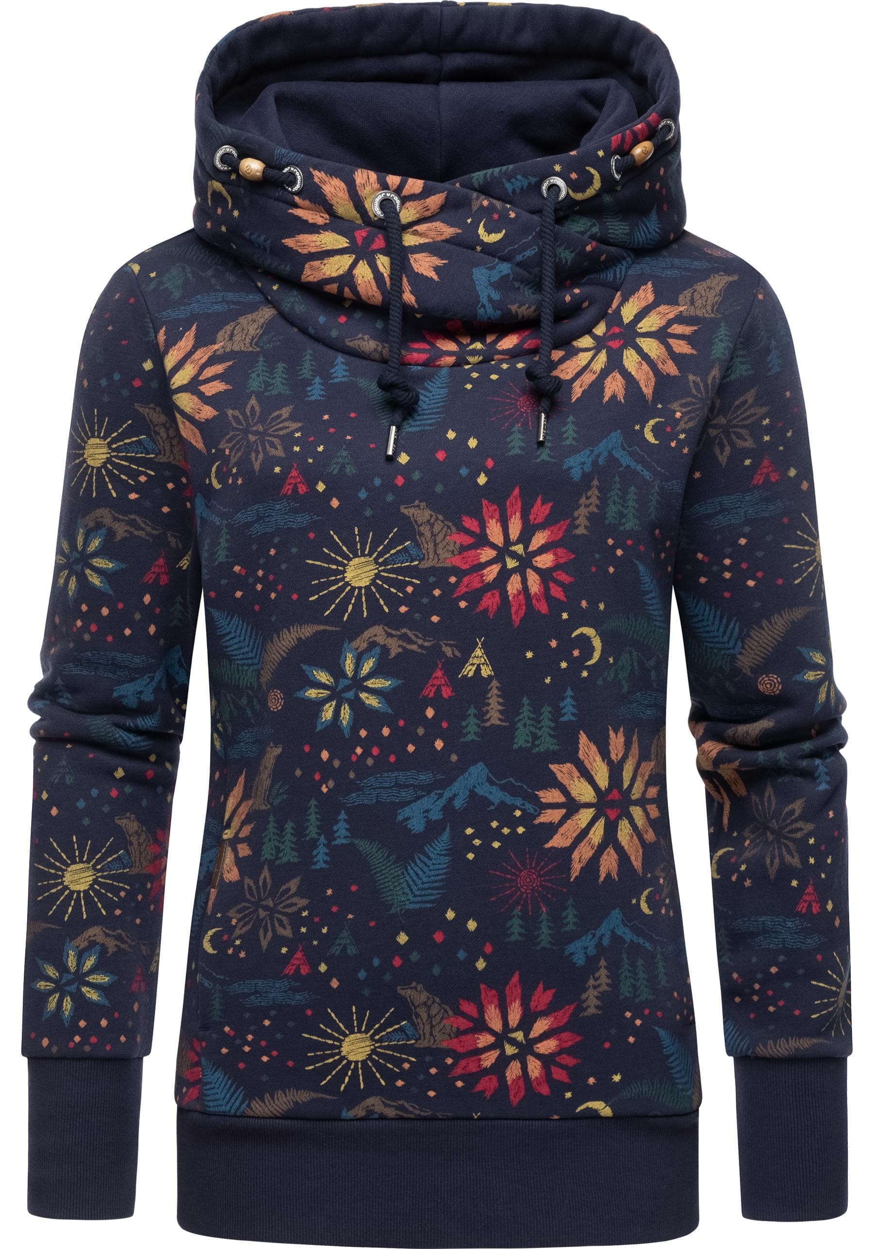 Ragwear Kapuzenpullover »Gripy B Print«, Gemusterter Hoodie mit hohem Kragen