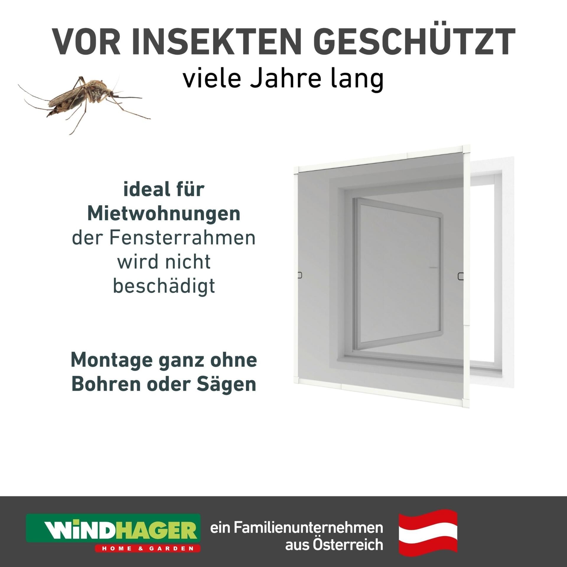 Windhager Insektenschutz-Fensterrahmen »Click & Protect mit Alurahmen, Spannrahmen Fenster teleskopierbar« Fliegengitter in weiß, anthrazit erhältlich, 130x140cm, ohne bohren