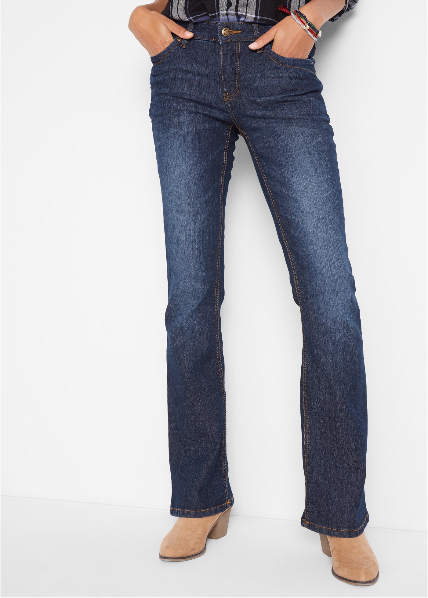 bonprix Bootcut-Jeans »Bootcut-Jeans Mid Waist, Komfort-Stretch« Regular Fit Passform, im klassischen 5-Pocket-Stil