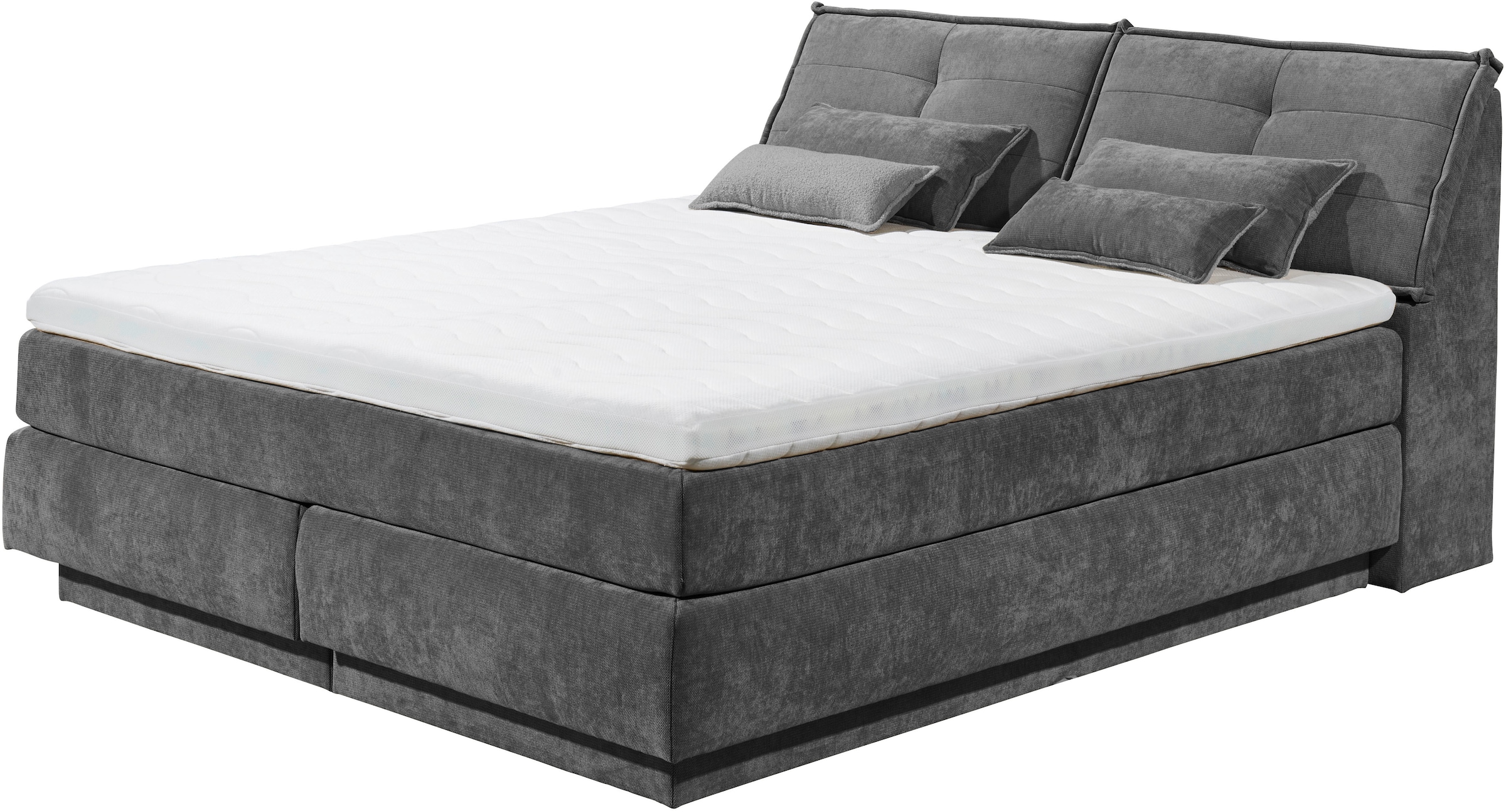 ED EXCITING DESIGN Boxspringbett »Tofino 180x200 mit Duo Matratze« 6 cm Gelkomfort-Topper, H3/H4, Bettkasten & Kopfteil-Stauraum