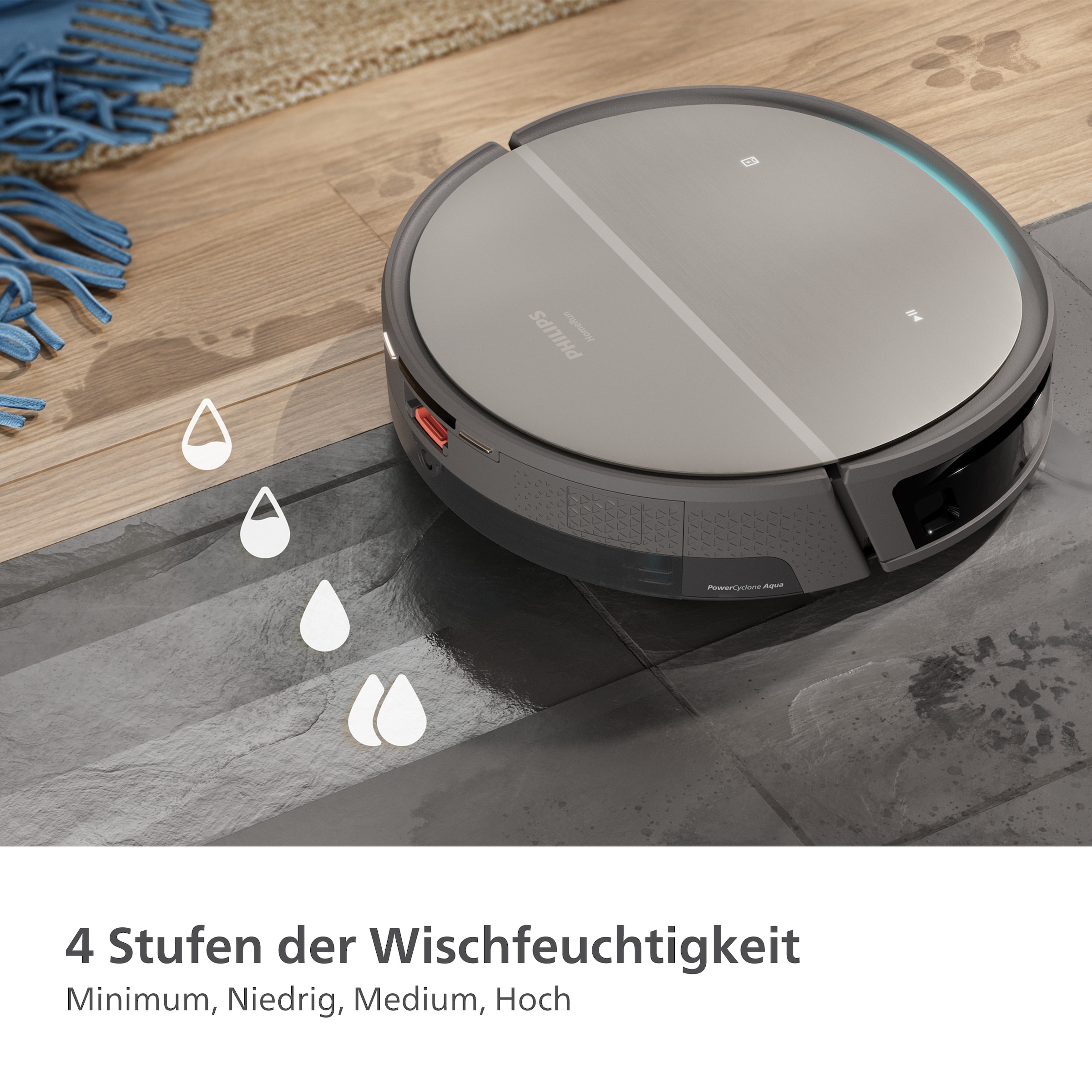 Philips Nass-Trocken-Saugroboter »XU9100/10, 280 Min. Akkulaufzeit, mit PowerCyclone Aqua Technologie«, D-ToF-Sensoren, Wischtuch-Hebesystem, inkl. Entleerungsstation