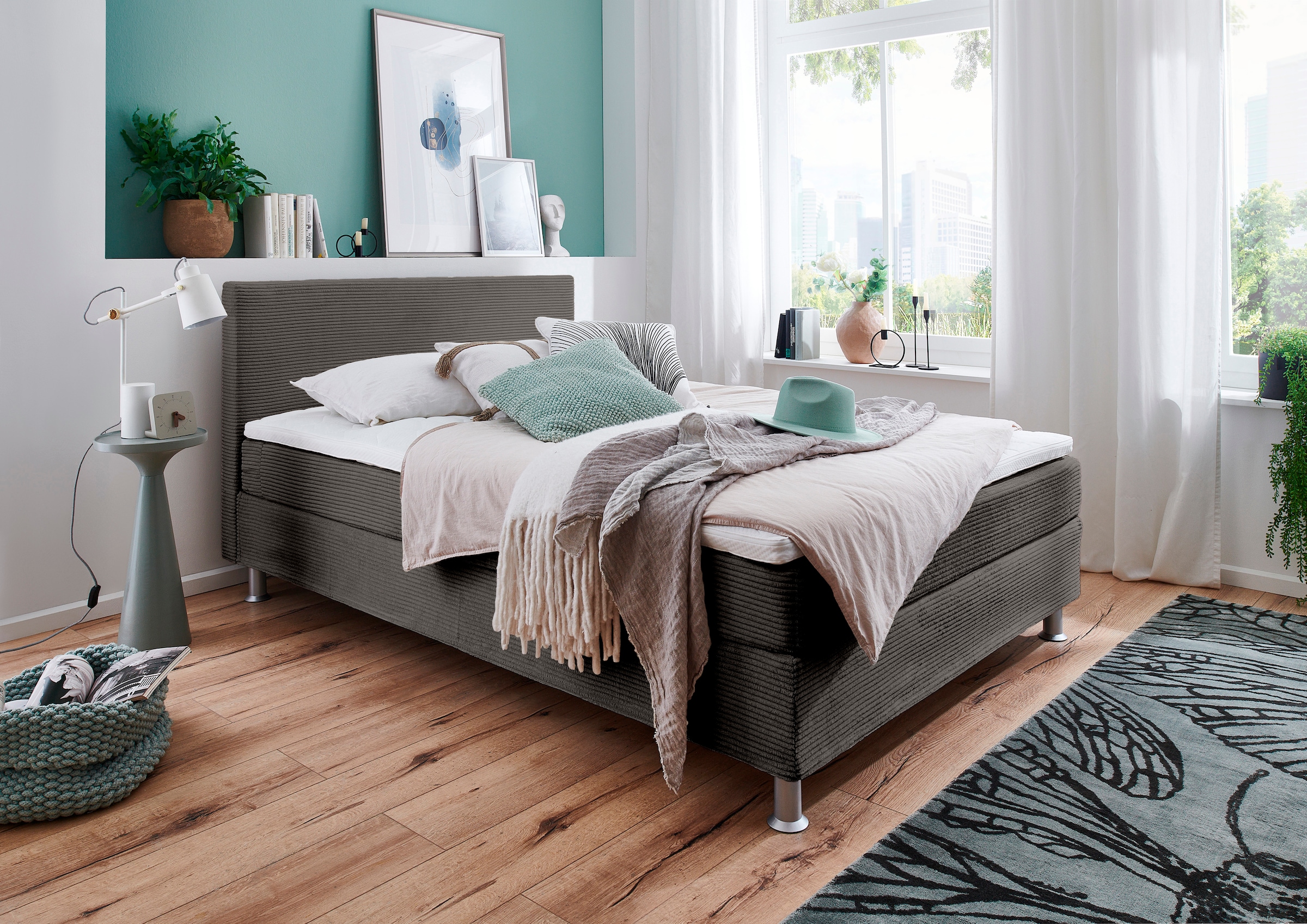 ATLANTIC home collection Boxbett "Edison", inkl. Bonnellfederkern-Matratze und Topper