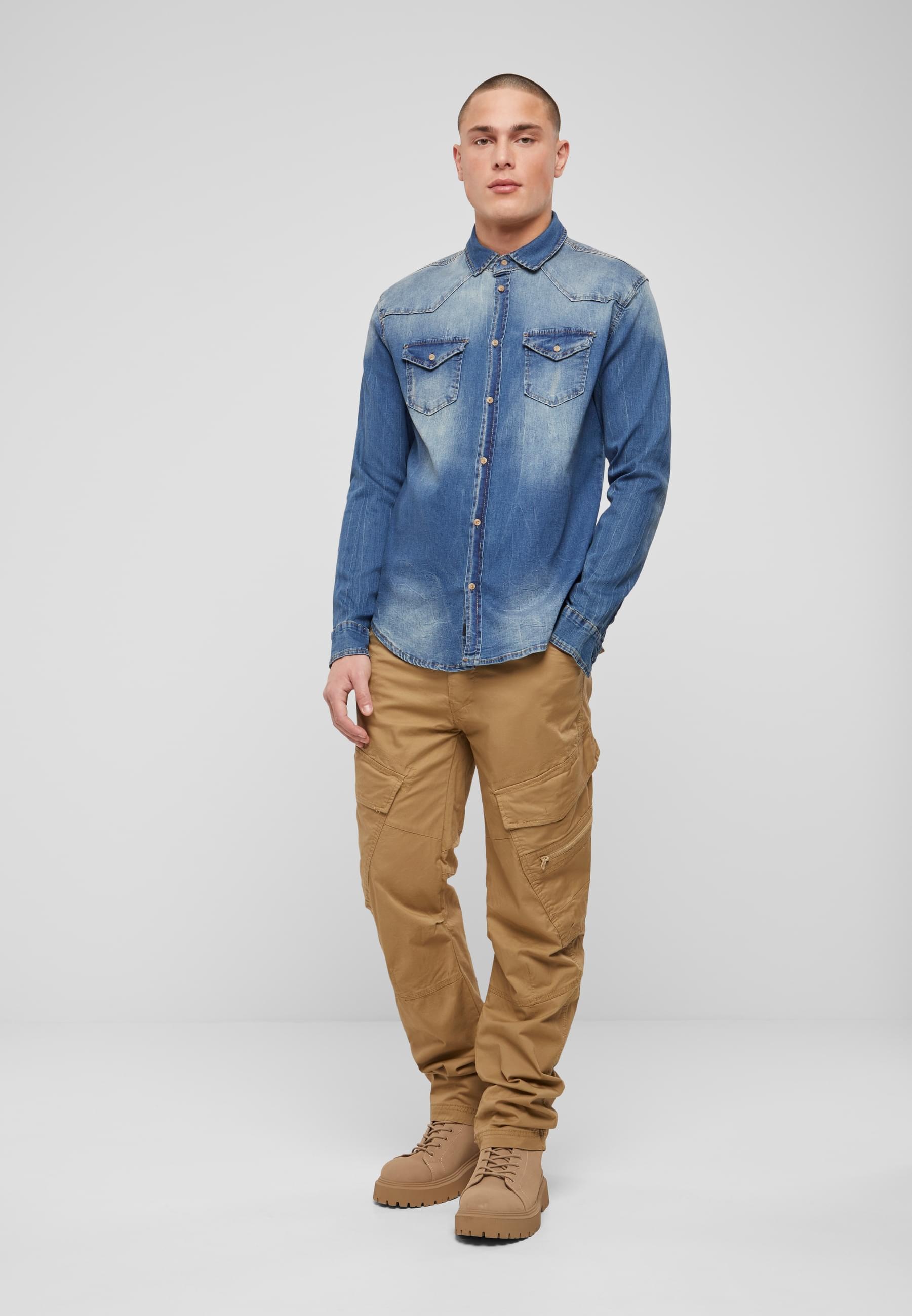 Brandit Langarmhemd »Brandit Herren Riley Denim Shirt«, (1 tlg.)