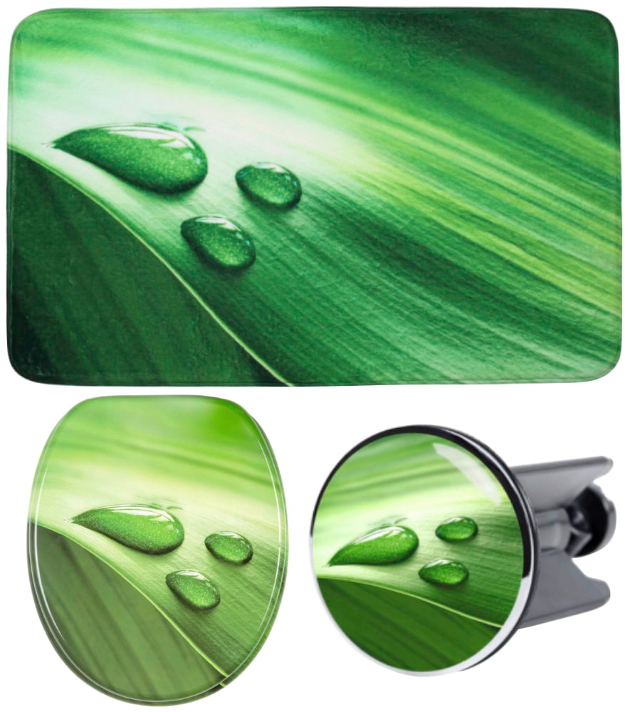 Sanilo Badaccessoire-Set "Green Leaf" bestehend aus WC-Sitz, Badteppich und günstig online kaufen