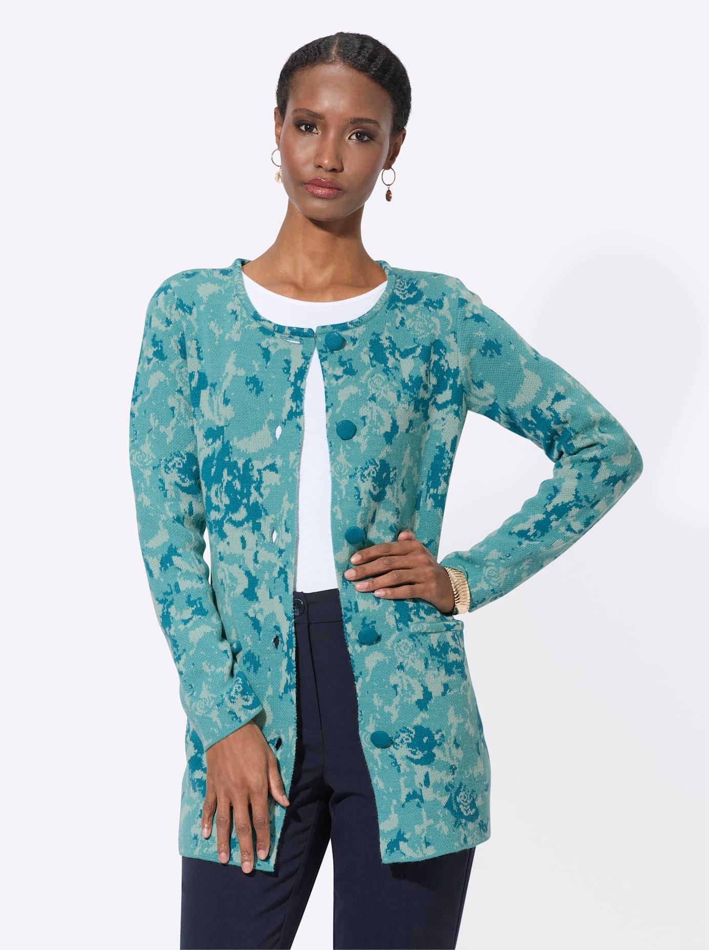 creation L Jacquardstrickjacke