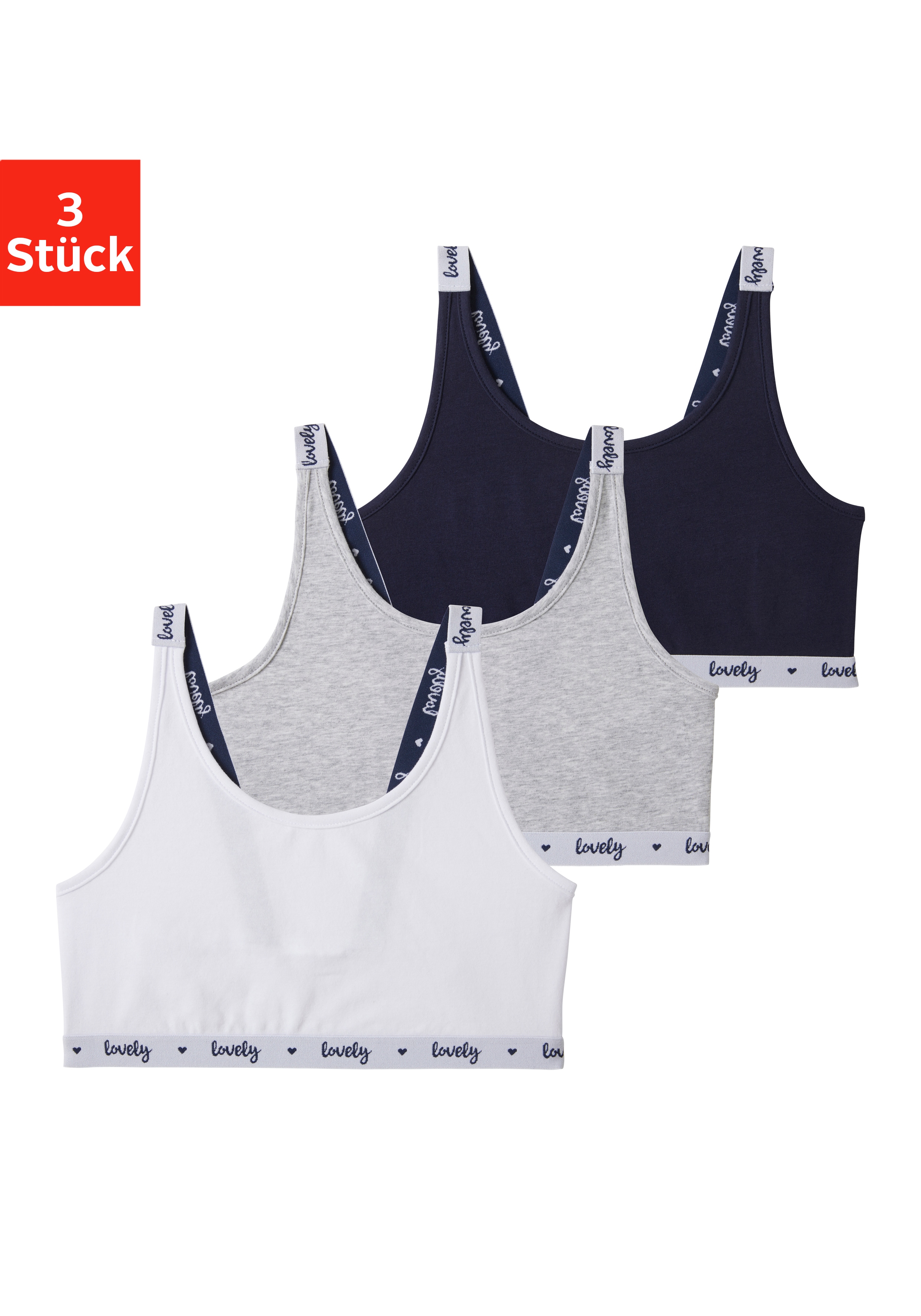 BUFFALO Mädchen Bustier, Gr. 146, bunt, Jersey, Obermaterial: 92% Baumwolle, 8% Elasthan, unifarben, Basic, BHs, mit bedruckten Trägern