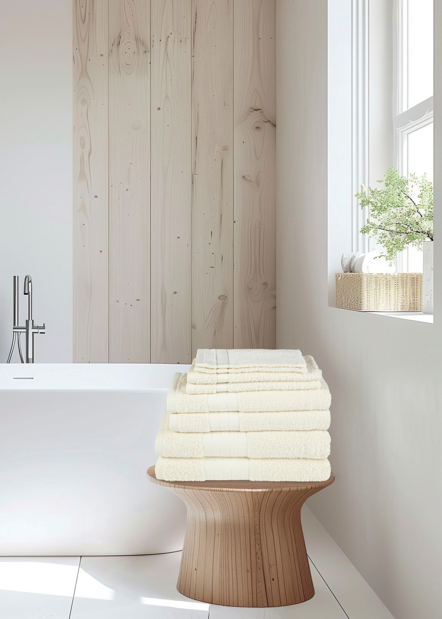 good morning Handtuch Set »Uni«, (Set, 8 St., 2 Badetücher-2 Handtücher-2 Gästetücher-2 Waschhandschuhe), Baumwolle, Walkfrottee, Bordüre, 500 GSM,Einfarbig, ohne Aufhängung