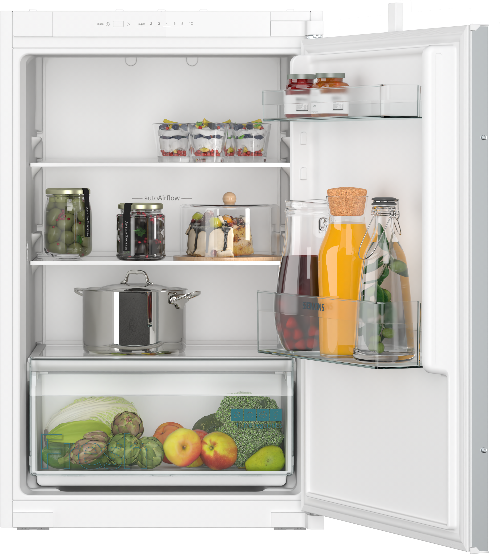 SIEMENS Einbaukühlschrank "KI21RNSE0", Rechtsanschlag, wechselbar, silber, Kühlschränke