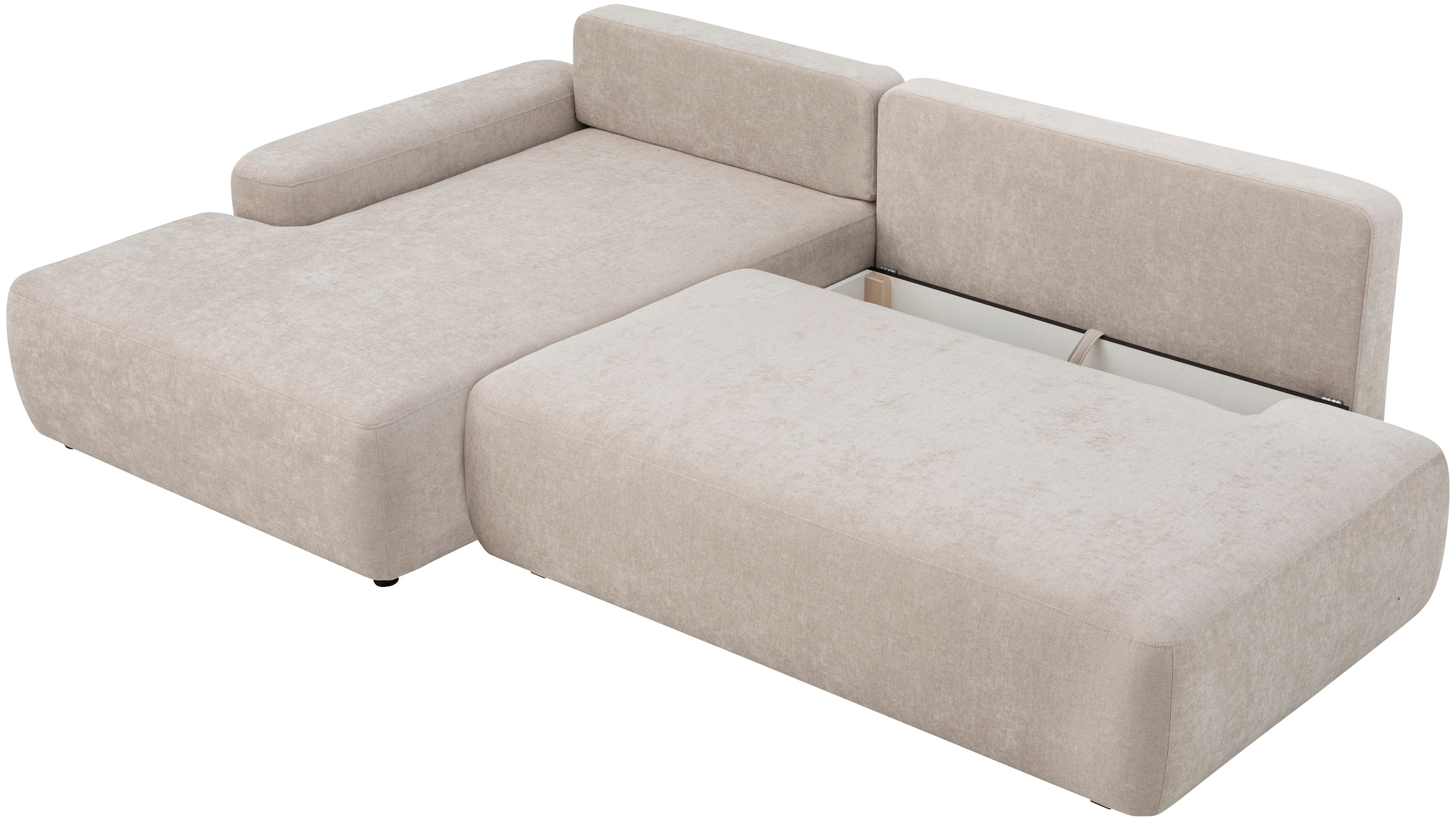 INOSIGN Ecksofa »TORGE, Schlafsofa Cord, Samtvelours u. Strukur fein, Couch in L-Form«, Schlaffunktion und Bettkasten, Liegefläche: 210x125 cm, neues Design