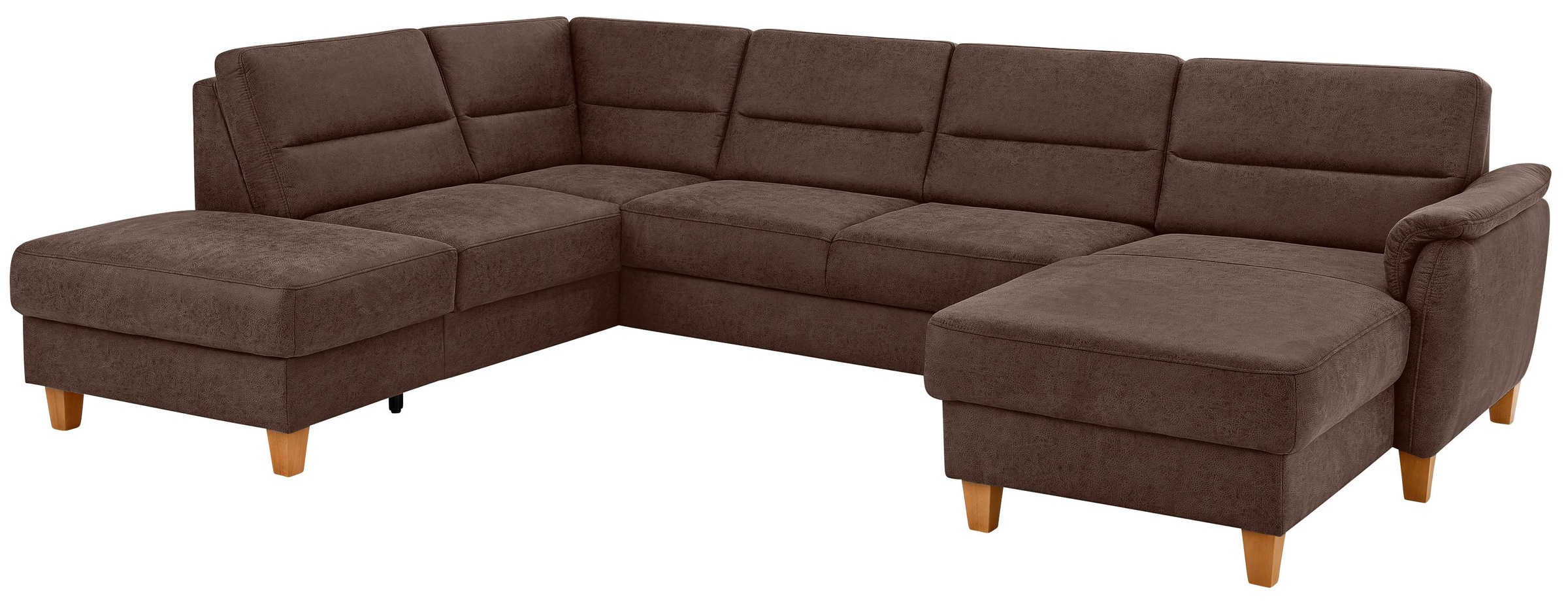 Home affaire Wohnlandschaft "Palmera U-Form, B: 308 cm, große Stoff + Leder Auswahl" optional Schlaffunktion & Bettkasten, Federkern, XXL-Wohnlandschaft