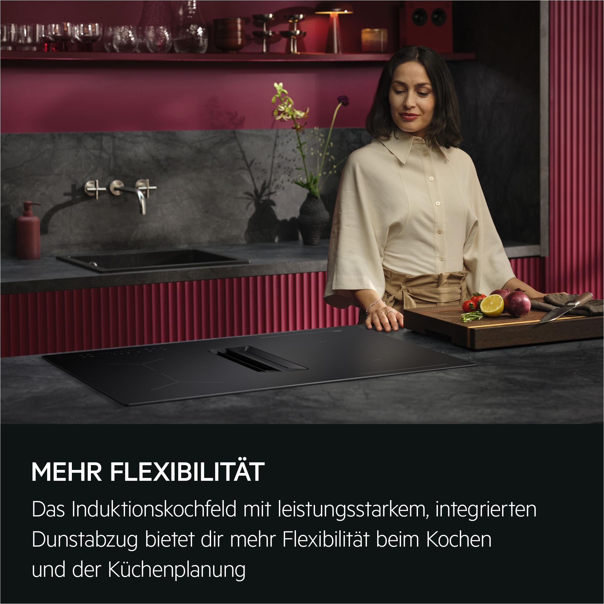 AEG Kochfeld mit Dunstabzug »TH84CB0BSZ« SaphirMatt® - 10× kratzresistenter & Anti Fingerprint, Made in Germany