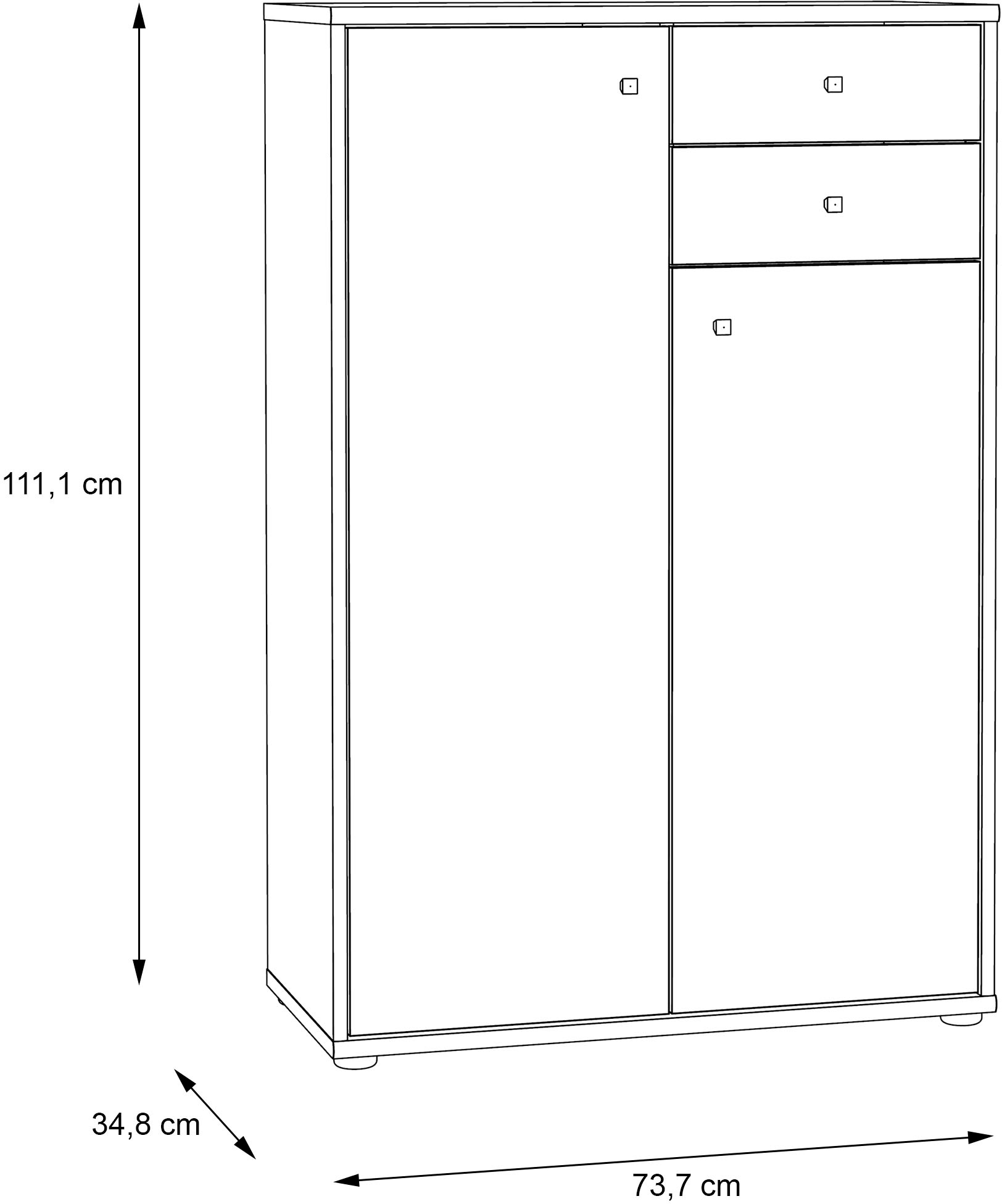 FORTE Kommode »Tempra, Kommode, 2 Türen, 2 Schubkästen, viel Stauraum« Breite 73,7 cm
