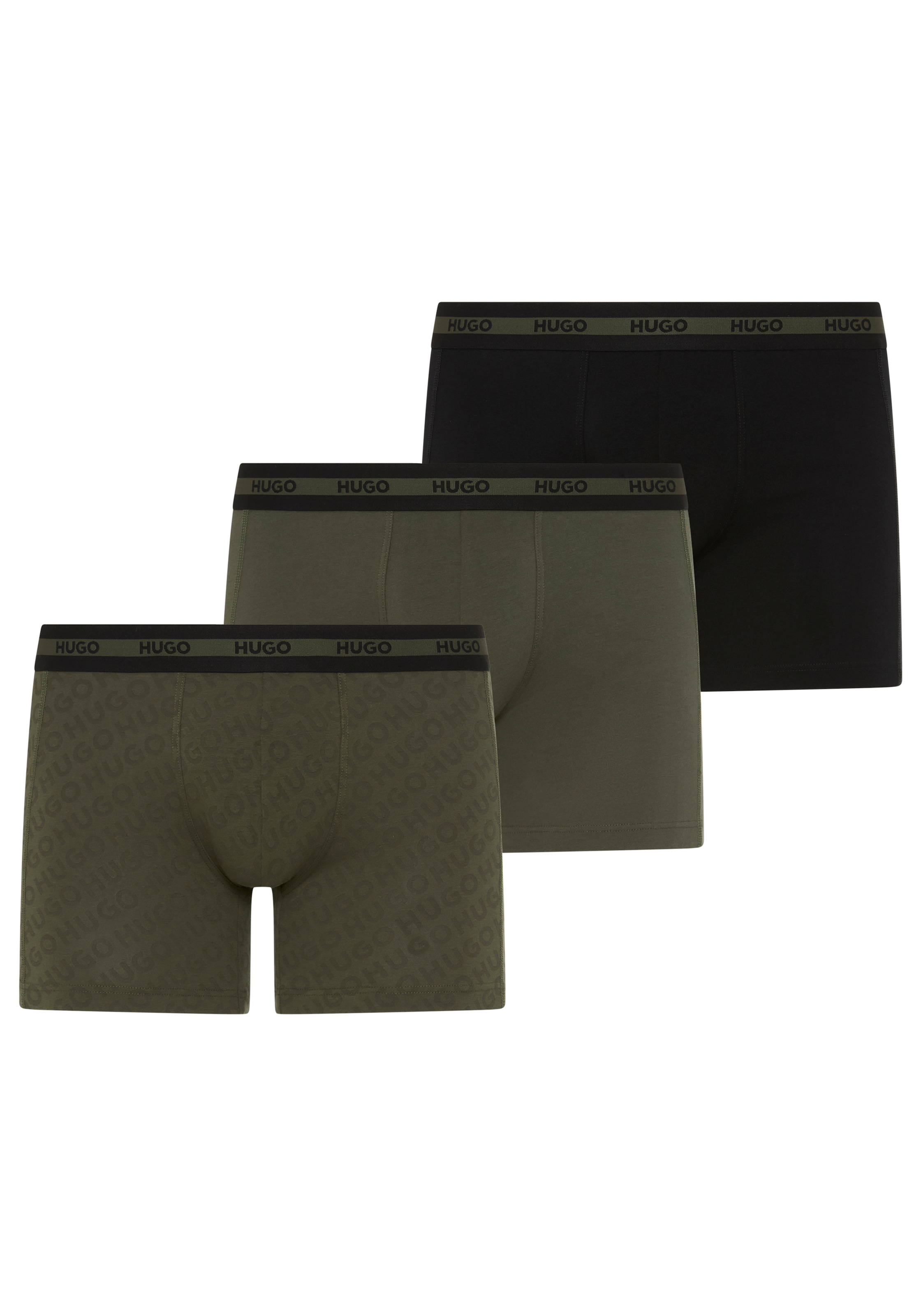 HUGO Underwear Boxershorts "BOXER BR PLANET DES" 3 Stk. elastischer Bund mit Logo, aus Stretch-Baumwolle, enganliegend