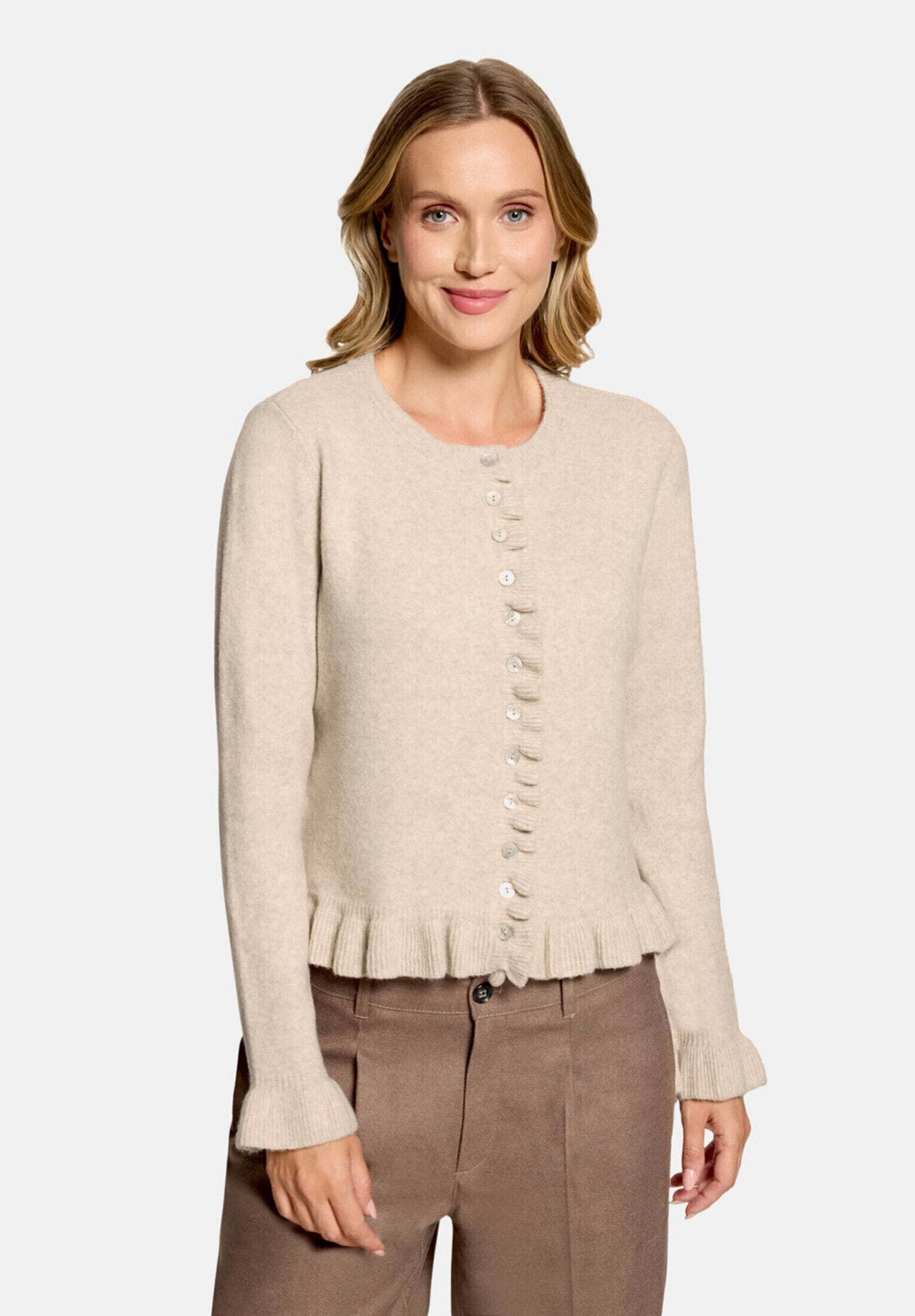 Cartoon Strickjacke »Damen mit Rüschen« 1