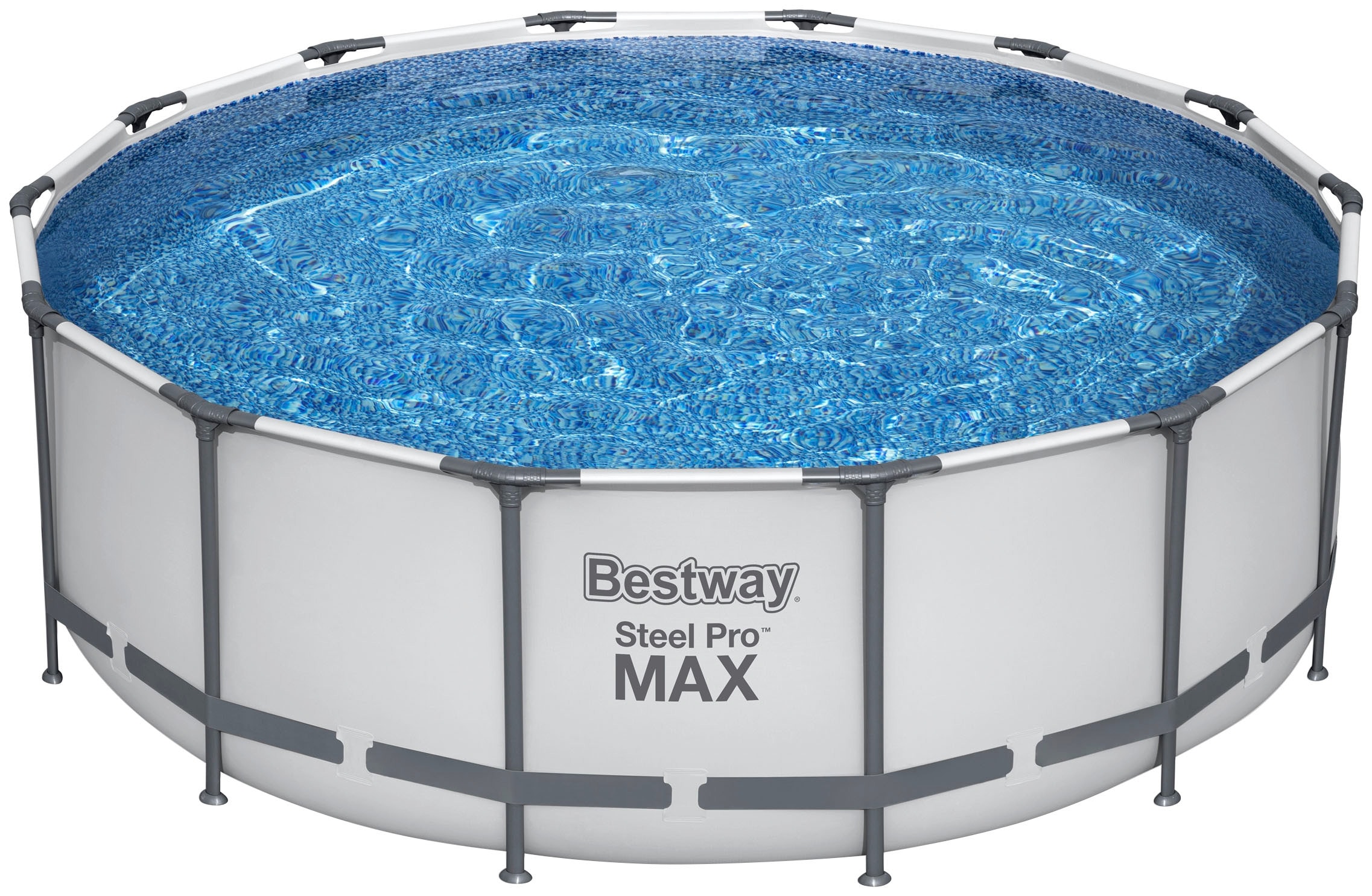 Bestway Framepool "Steel Pro MAX™", (Komplett-Set), Frame Pool mit Filterpumpe Ø 427x122 cm, lichtgrau