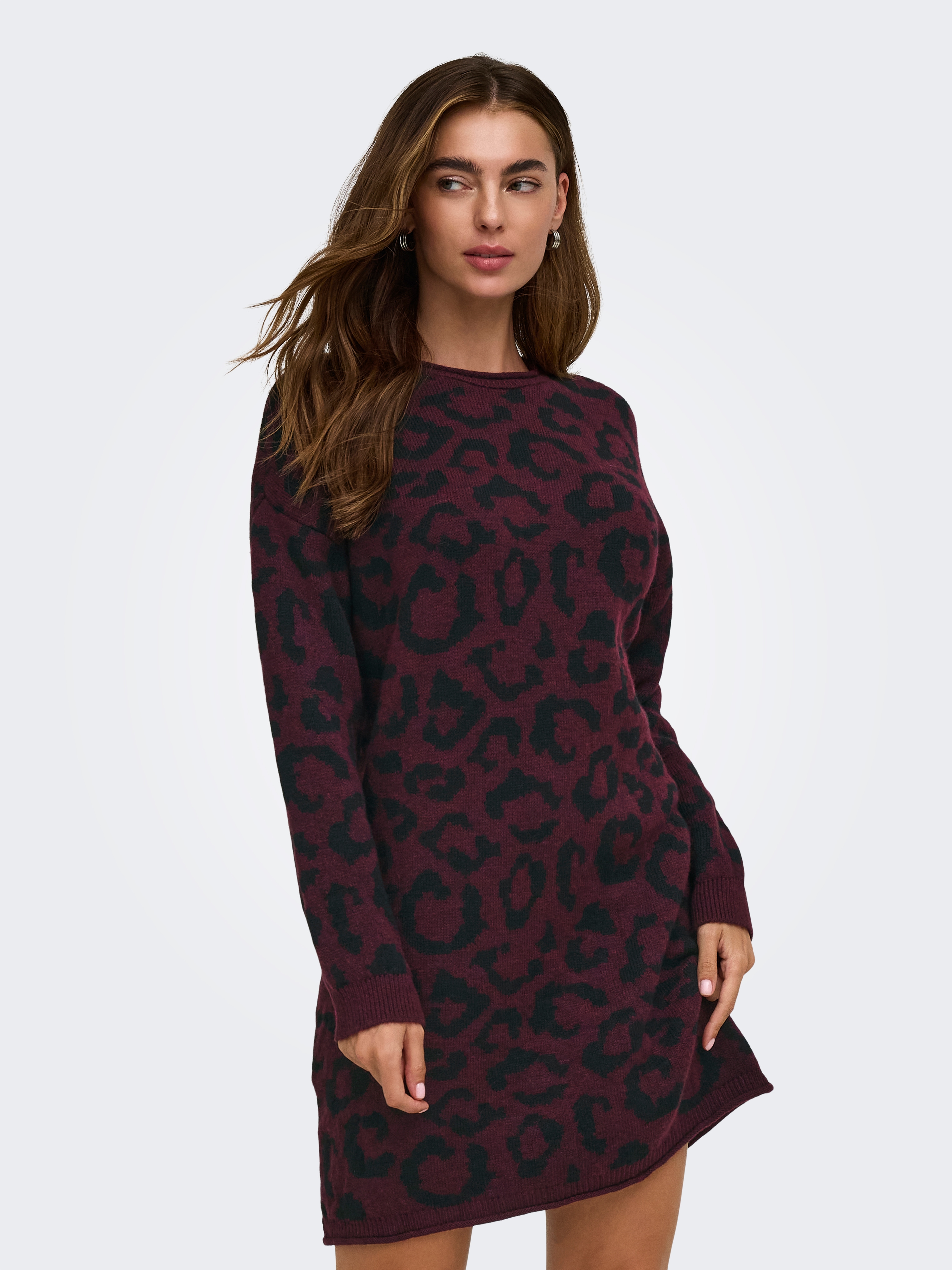 ONLY Strickkleid "ONLJADE PATTERN LS O-NECK DRESS RP KNT" Kunstfaser, regular fit