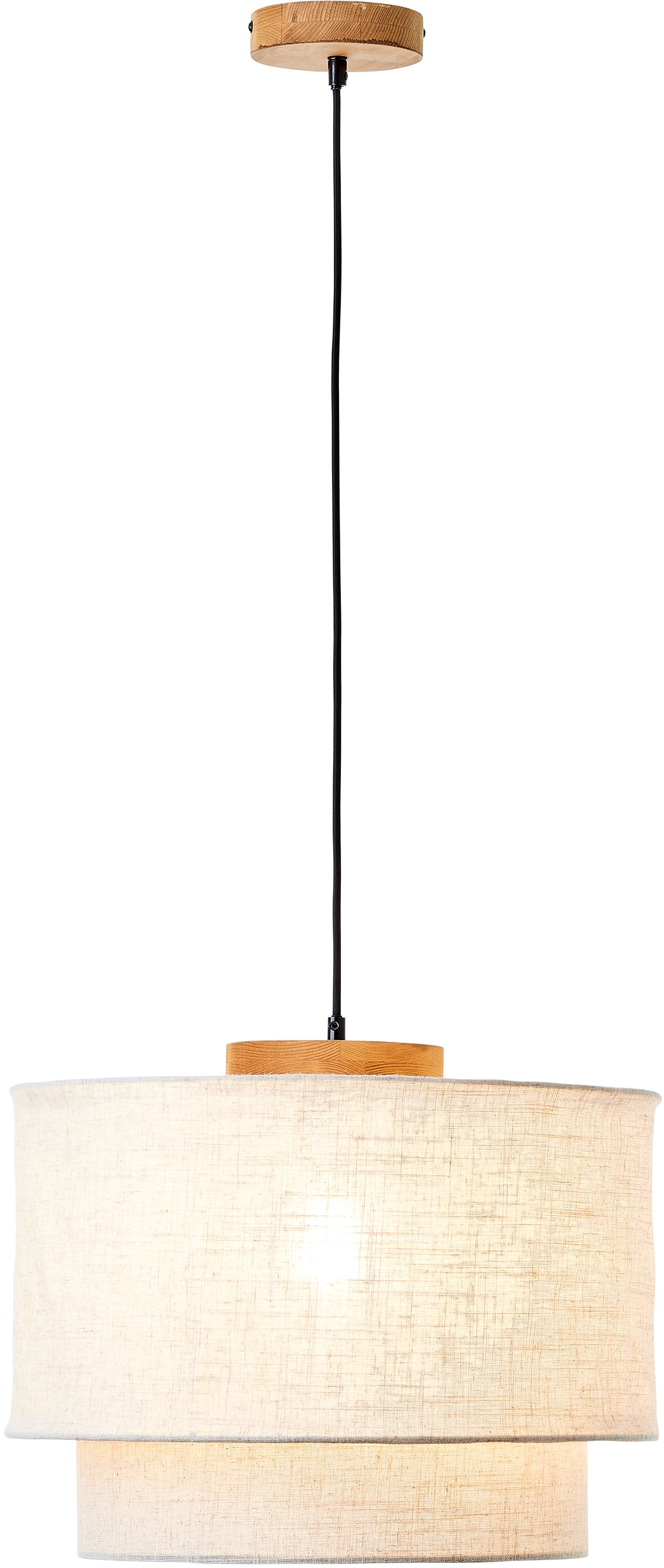 OTTO products Pendelleuchte »Lucee«, 1 flammig-flammig, Hängelampe mit  Schirm aus Leinen,Holzelemente, E27 Fassung,beige/natur | BAUR