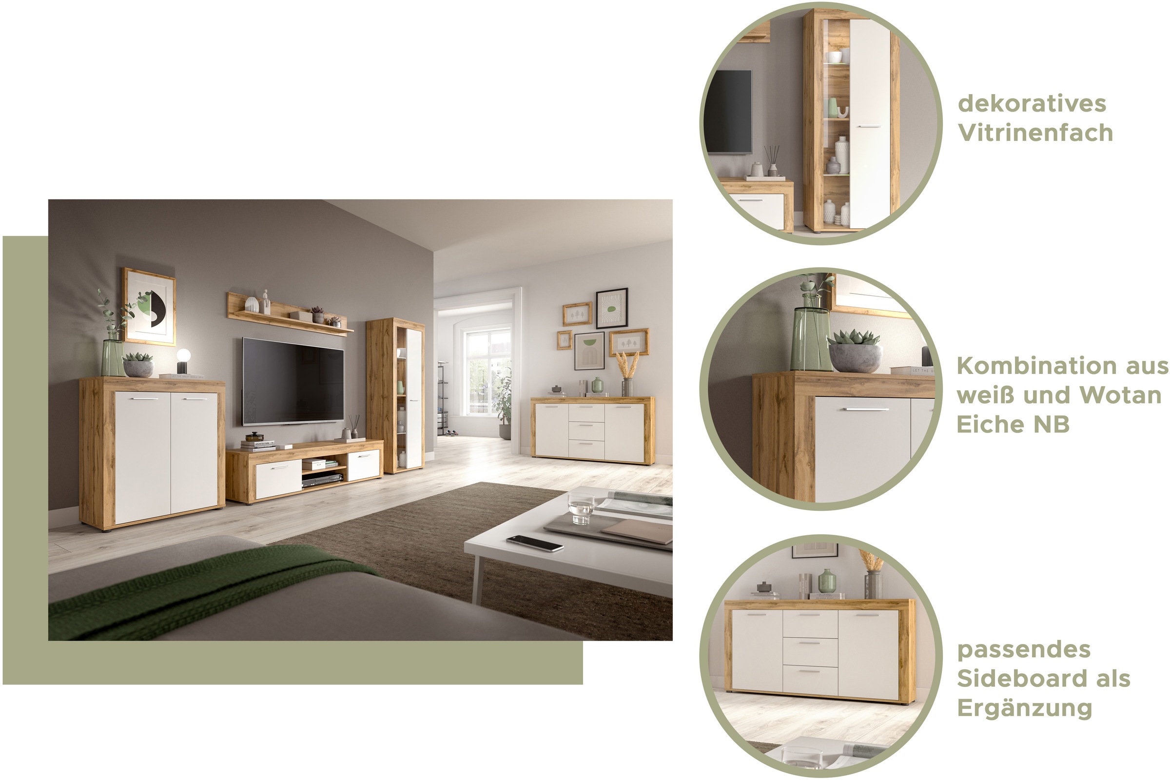 Thumbnail - INOSIGN Sideboard "Aosta, Breite 125 cm, in verschiedenen Farbausführungen", mit 2 Türen und 3 Schubkästen, Wohnzimmer, ...