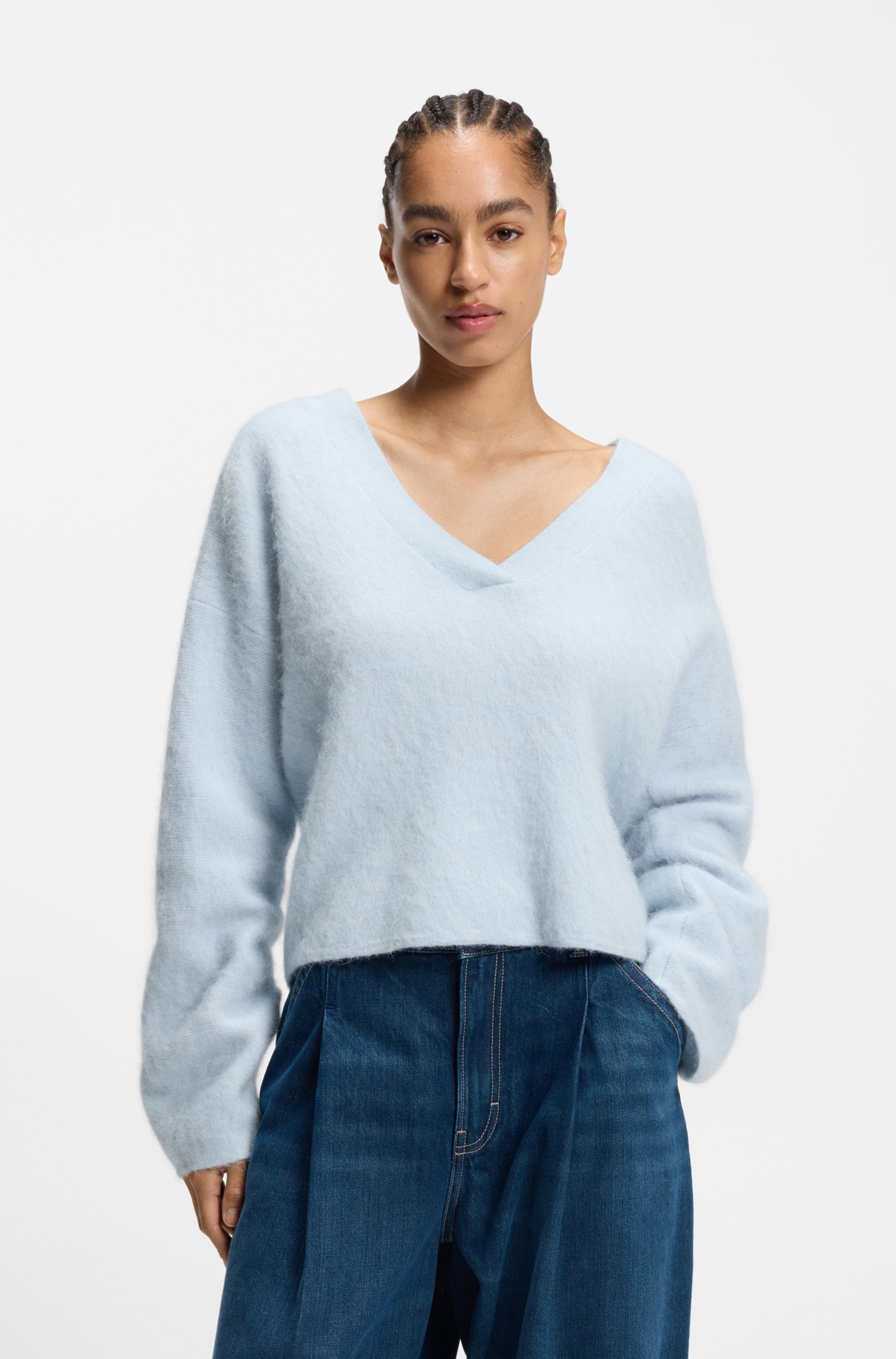 BOSS ORANGE Strickpullover "Fiti Premium Damenmode" mit V-Ausschnitt günstig online kaufen