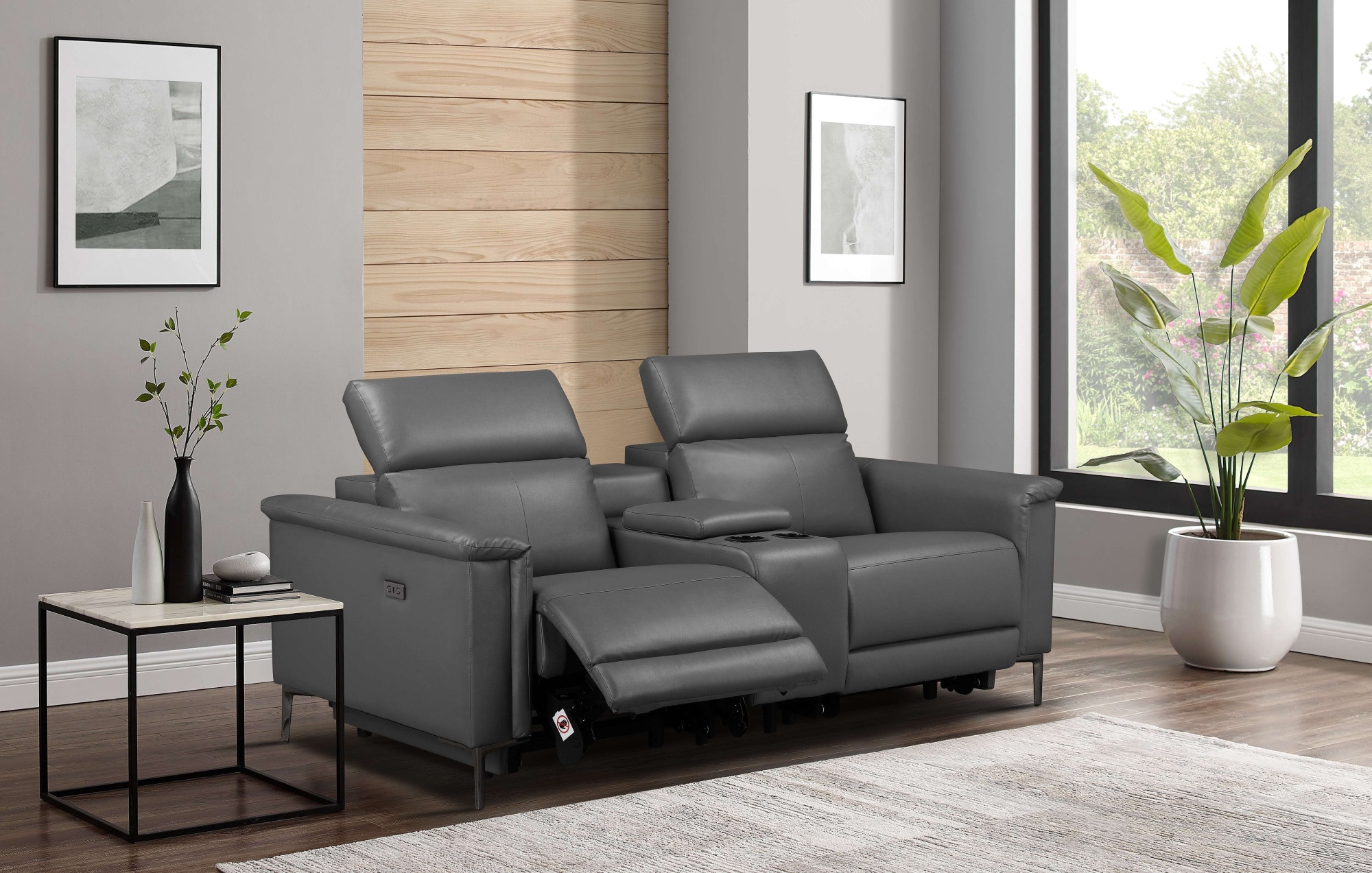 OTTO home 2-Sitzer "LUND, Naturleder, Kinosofa, Relaxfunktion, TV-Sessel, man./elektrisch" elektr. mit USB-A, Kopfteilverstellung, Getränhalter u. Staufach