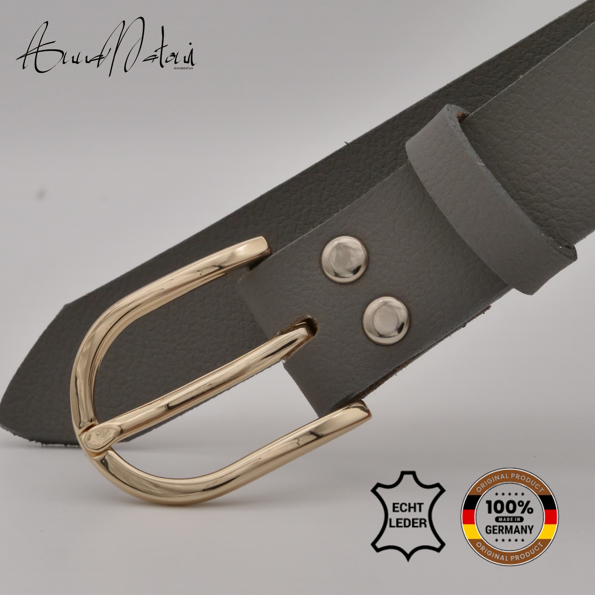 Ledergürtel ANNAMATONI "AnnaMatoni Damen Ledergürtel Basic Gürtel 3cm breit echt Leder", Damen, Gr. TW110 - 125cm Gesamtlänge, grau 730, 100% Leder, Gürtel Ledergürtel 2